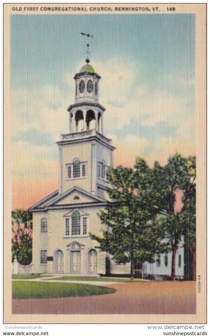 Vermont Bennington Old First Church 1949 Curteich - Bennington