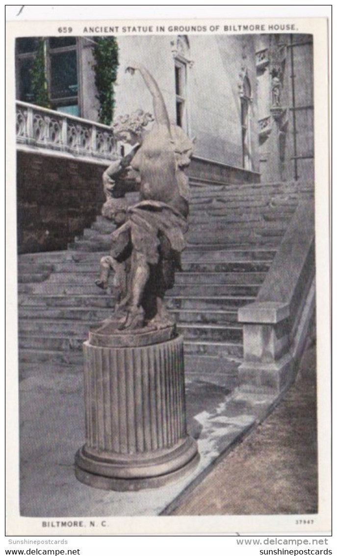 North Carolina Asheville Ancient Statue In Grounds Of Biltmore House Curteich - Asheville