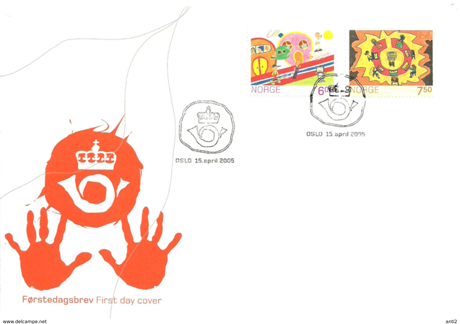 Norge Norway 2005 Painting Competition For Children "Norway In 100 Years", Mi 1527-1528, FDC - Covers & Documents