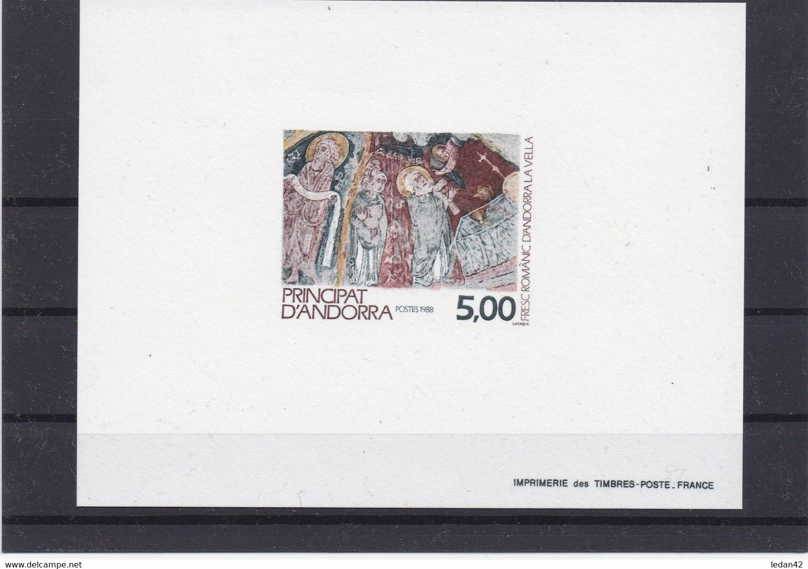 Andorre 1988, Cat. Yvert N° 375 épreuve De Luxe **. Fresque Romane. Graveur Lacaque. - Storia Postale