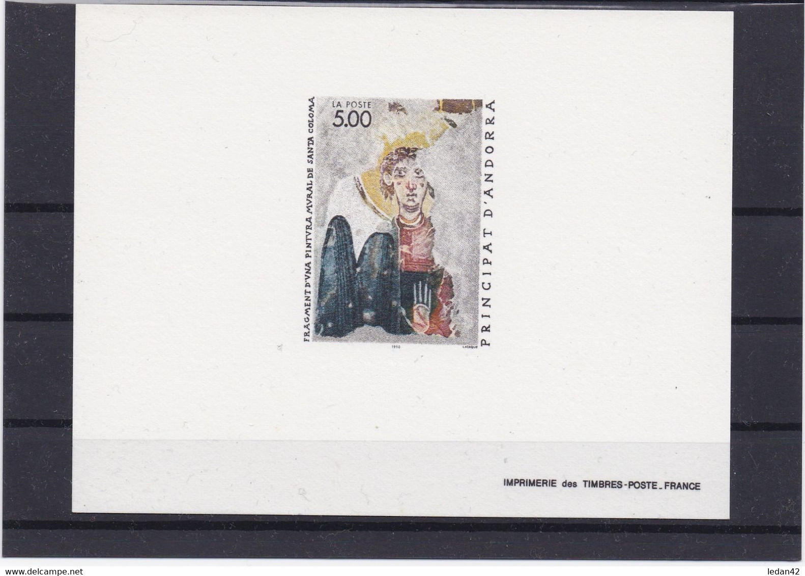 Andorre 1990, Cat. Yvert N° 396 épreuve De Luxe **. Fresque Romane. Graveur Lacaque. - Briefe U. Dokumente