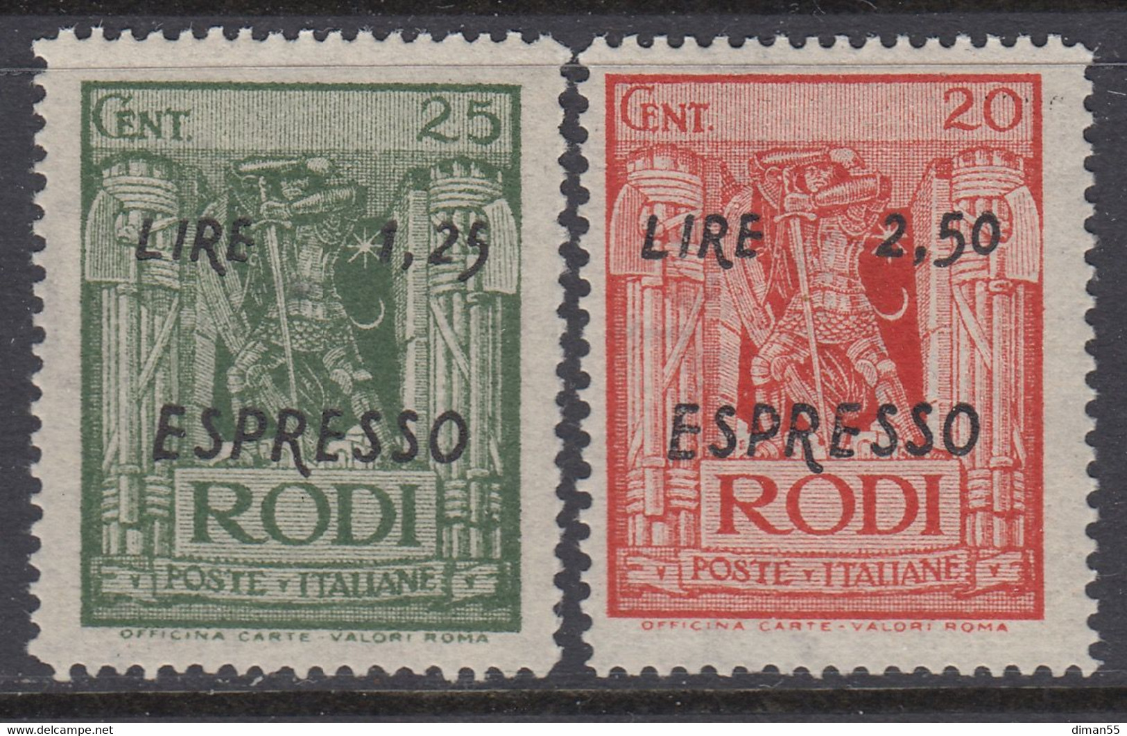 ITALY - EGEO OCC. TEDESCA  Espressi N. 5-6 - GOMMA INTEGRA - MNH** - Egée (Duitse Bezetting)