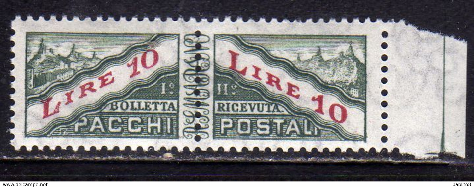 SAN MARINO 1965 - 1971 PACCHI POSTALI PENNE PARCEL POST PENS WATERMARK LIRE 10 MNH - Parcel Post Stamps