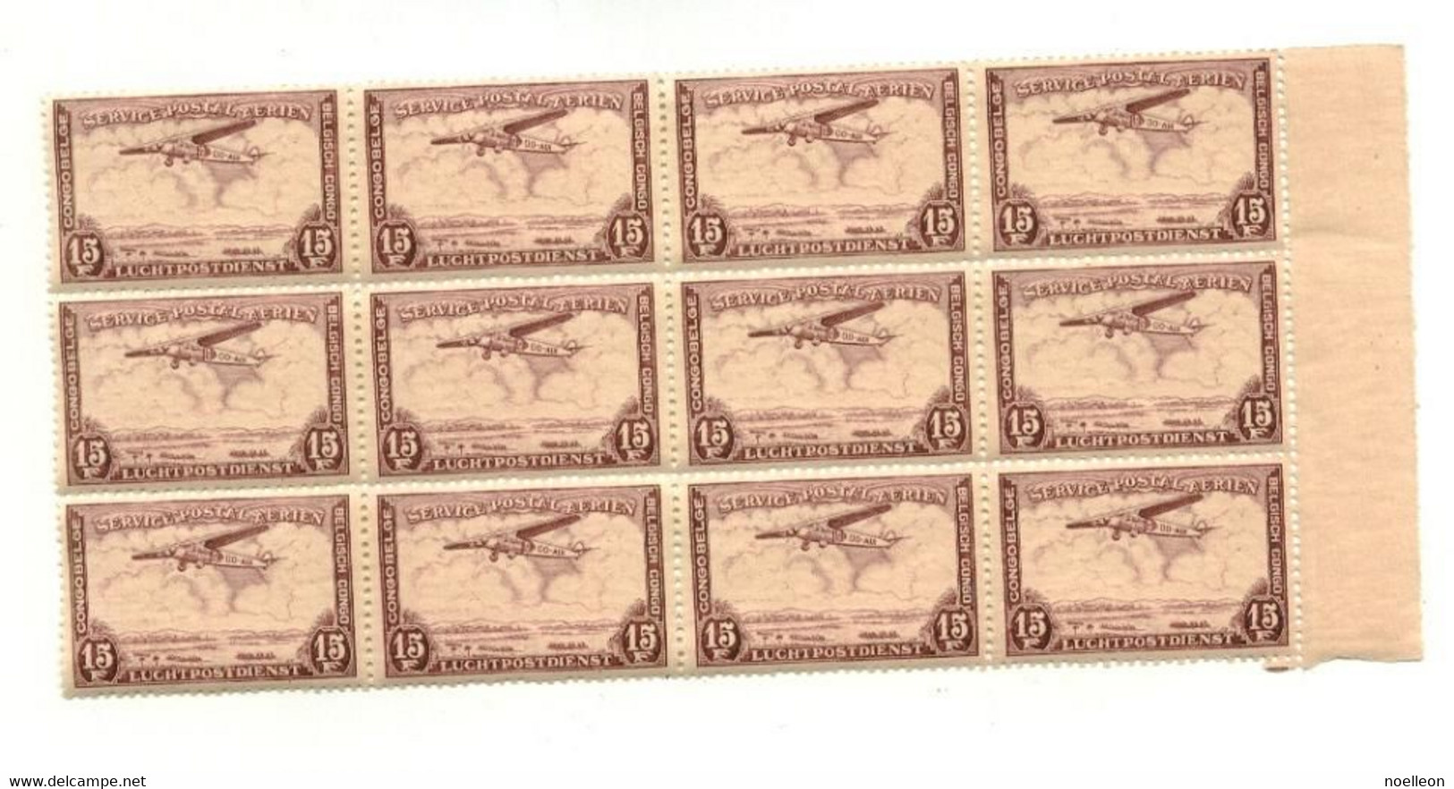 COB PA13 - Bloc De 12 Timbres - Paysage Survolé Par Avion - XX - Ongebruikt