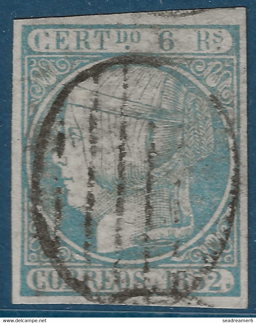 ESPAGNE Isabelle II N°16 6 Reales Bleu Vert Oblitéré Superbes Marges Et Obliteration Signé R.CALVES - Gebruikt