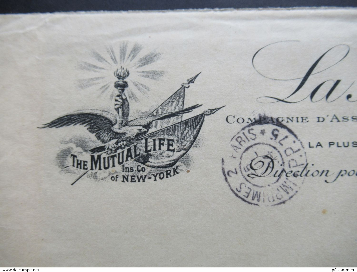 Frankreich 1904 Umschlag The Mutual Life Montmatre Paris Directeur Paul Baudry Stempel Paris P.P. 75 Imprimes - Covers & Documents