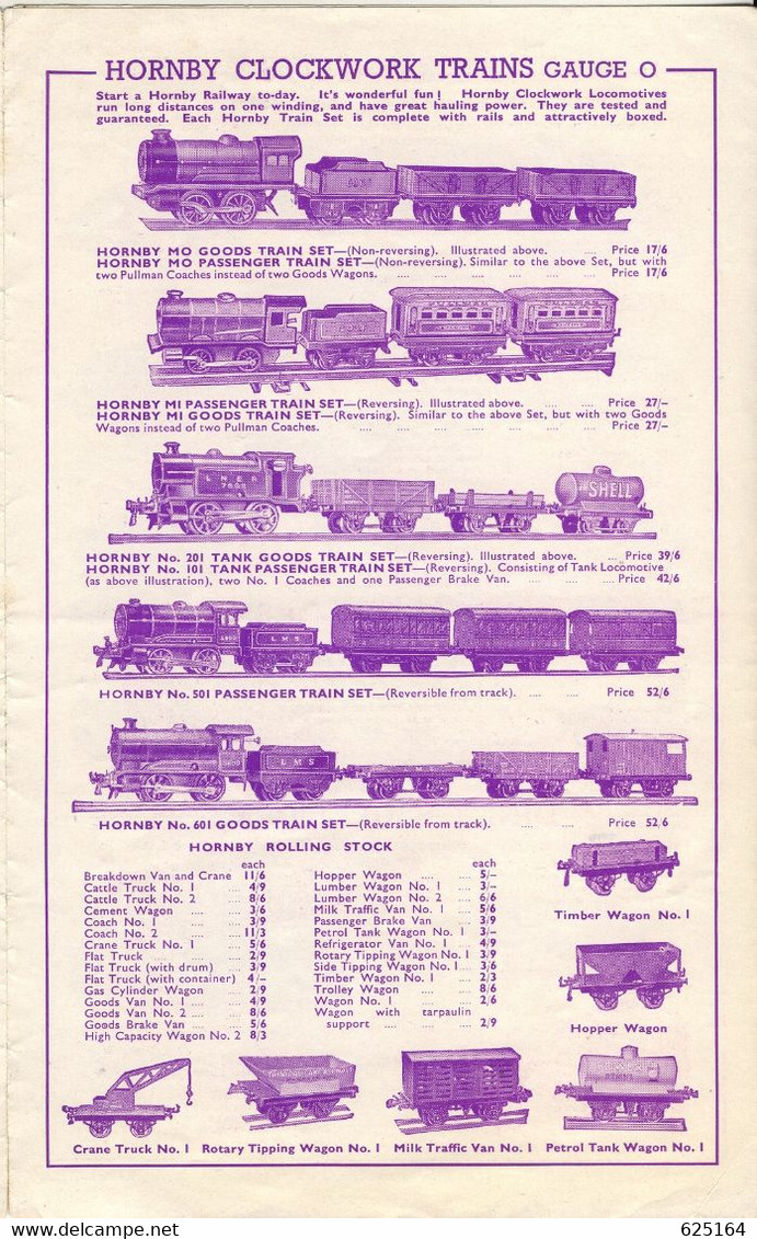 Catalogue MECCANO HORNBY DINKY 1949 October Folder - Trains O & OO - Englisch