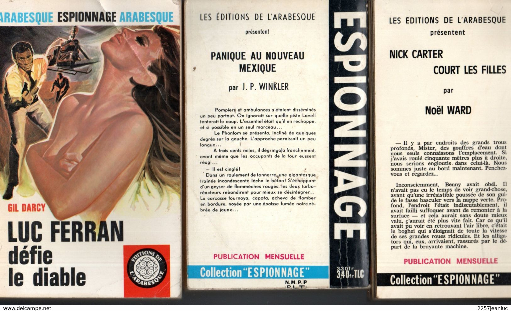 3 Romans  Editions   Arabesque Espionnage     N:488. 511 Et 520 Divers  De 1967 à 1968 - Editions De L'Arabesque