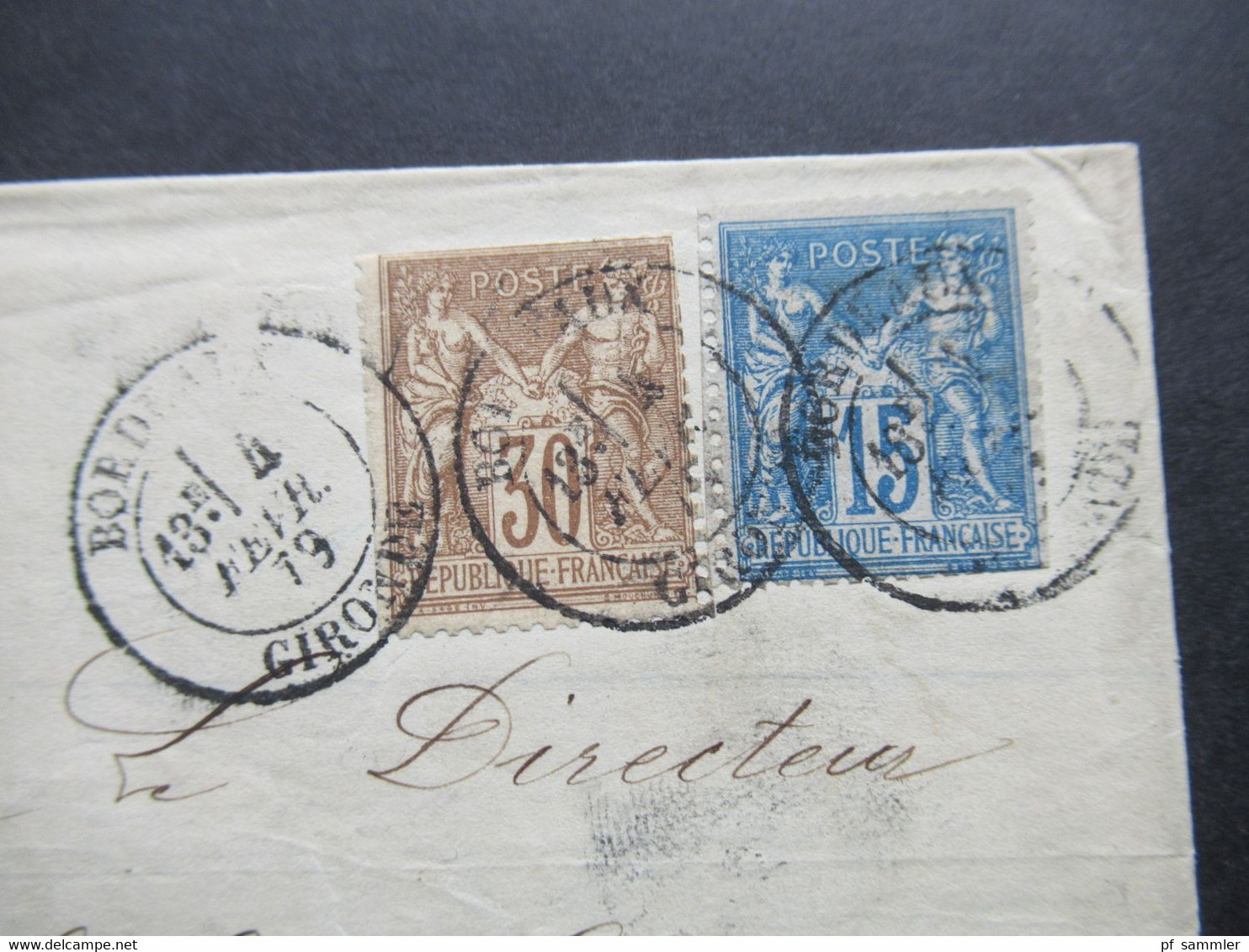 Frankreich 1879 Sage Nr.64 I MiF Mit Nr.73 Bordeaux - Paris Faltbrief Mit Inhalt Stempel Caisse Commerciale De Paris - 1876-1878 Sage (Typ I)