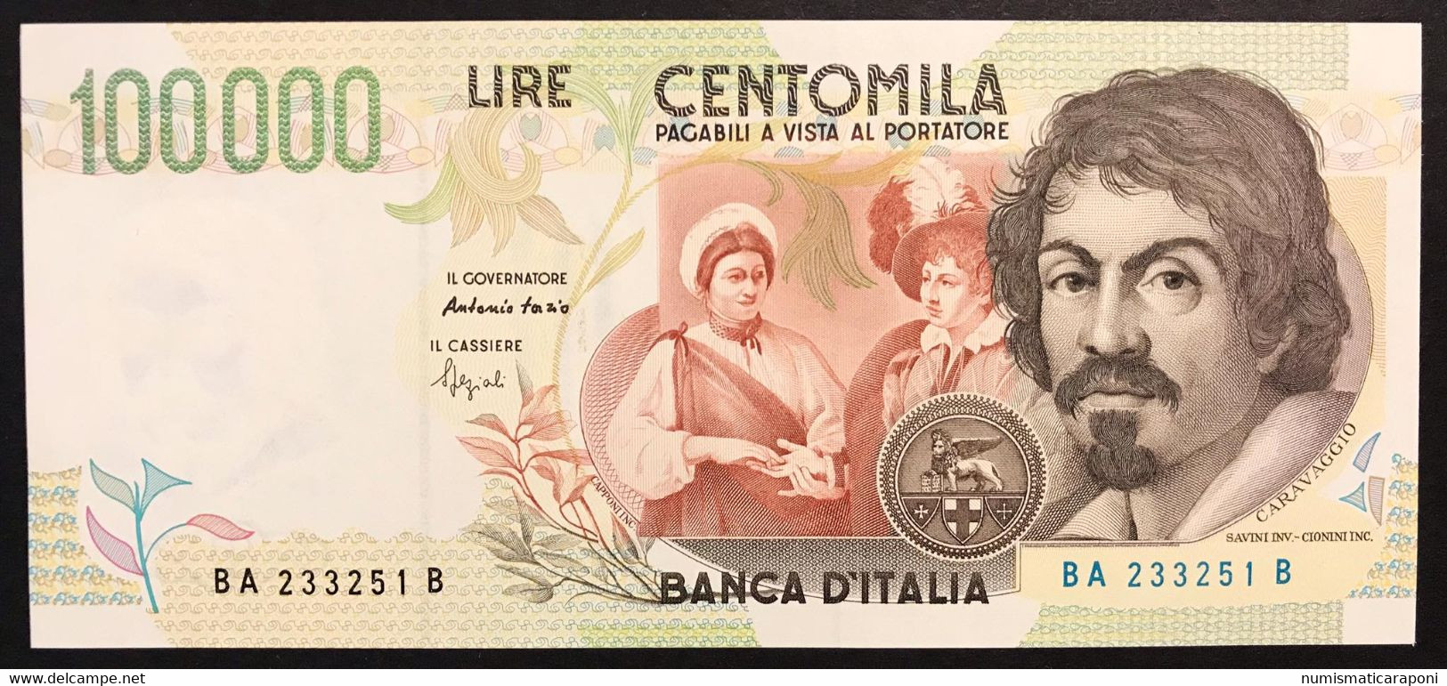100000 lire 100000 lire CARAVAGGIO 2 TIPO SERIE A 1994 sup q