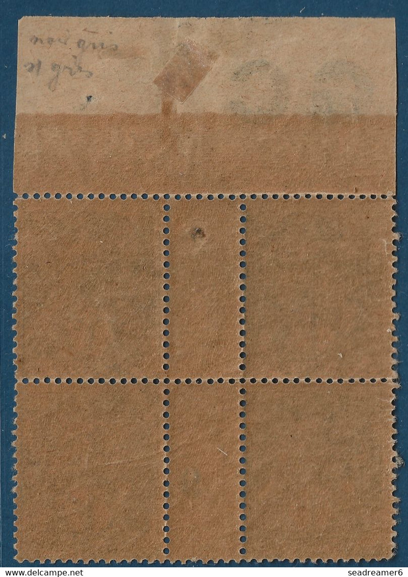 France Type Blanc Bloc De 4 Manchette GC ( Papier Crème) Millésime 9 De 1919 N°107** Type IA 1c Gris Fraicheur Postale - 1900-29 Blanc