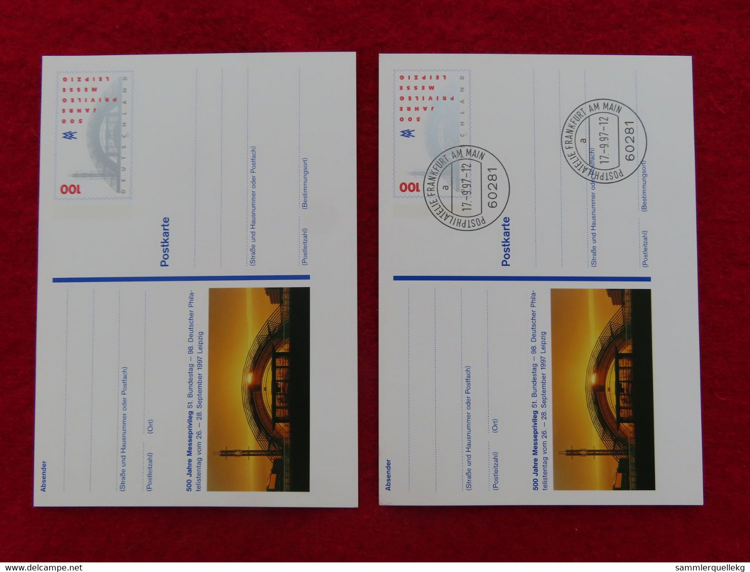 BRD - Postkarten Lot, 500 Jahre Messe In Leipzig, Ungebraucht-gebraucht Frankfurt Am Main 17. 9. 1997 (Nr.1069) - Postkarten - Ungebraucht