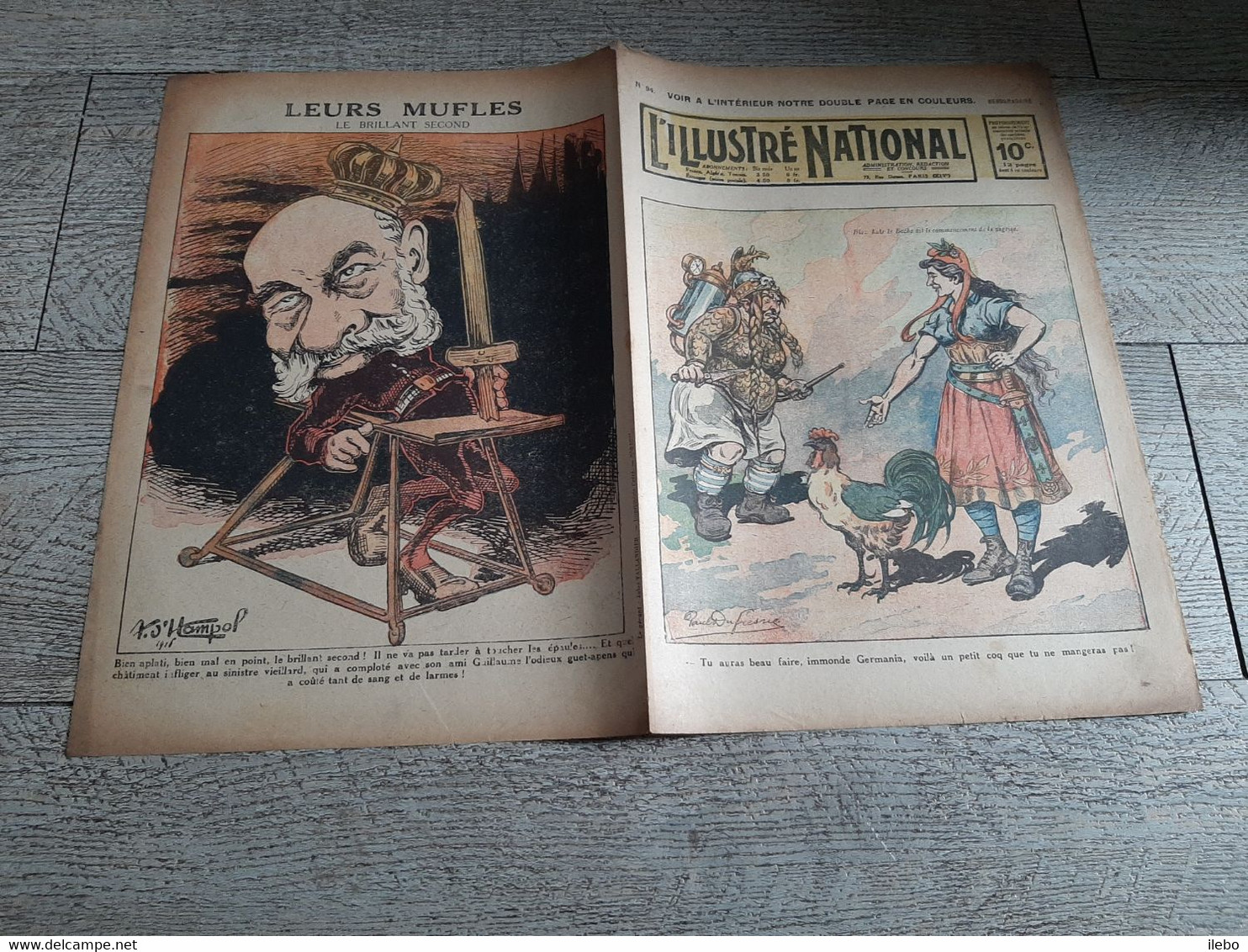 L'illustré National N°94 Caricature Dufresne Hampol  Coq Français Contre Immonde Germania Le Brillant Second  Ww1 Guerre - Le Petit Journal