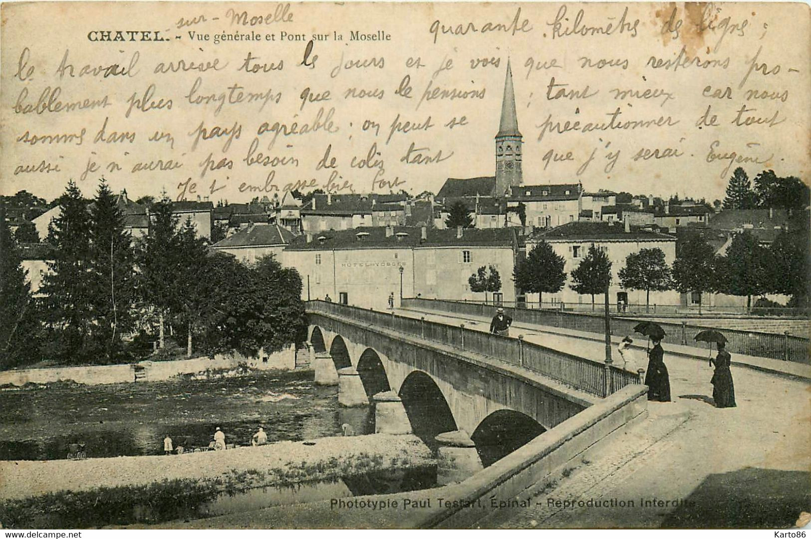 Chatel Sur Moselle * Vue Général Et Pont Sur La Moselle * Lavoir Laveuses - Chatel Sur Moselle