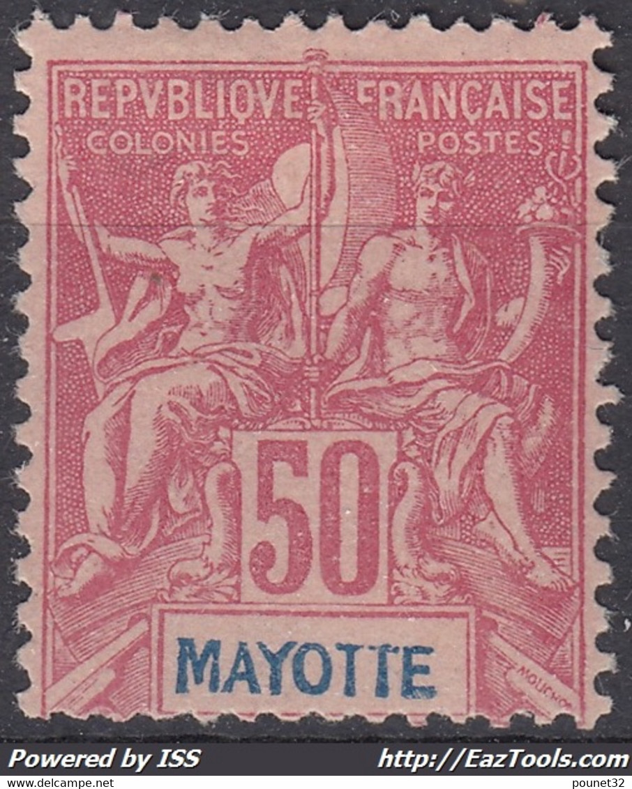 MAYOTTE : TYPE GROUPE 50c ROSE N° 11 NEUF * GOMME AVEC CHARNIERE - Unused Stamps