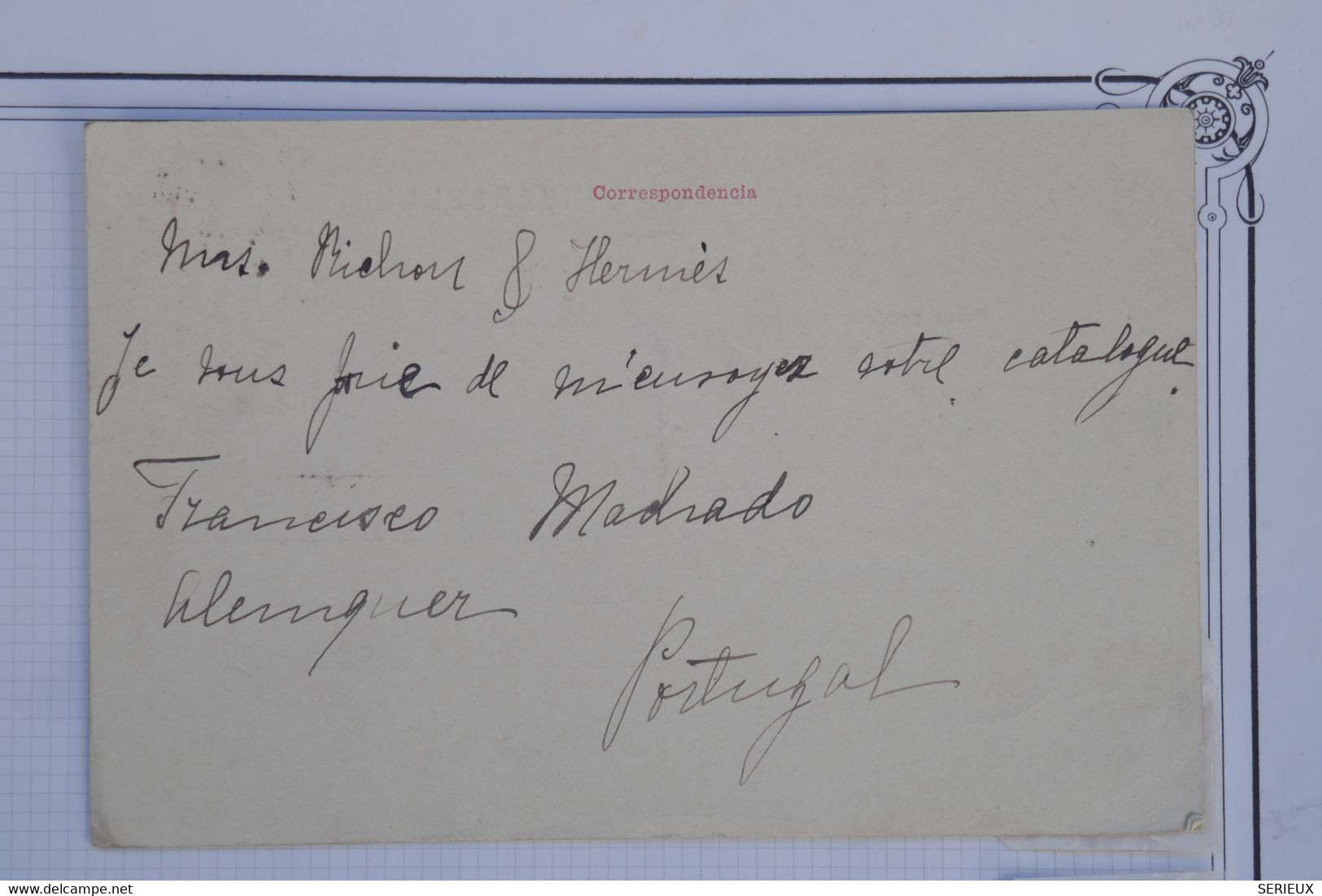 AS15  PORTUGAL BELLE CARTE 1895 HILENQUER ?   POUR  FRANCE  + AFFR. INTERESSANT - Cartas & Documentos