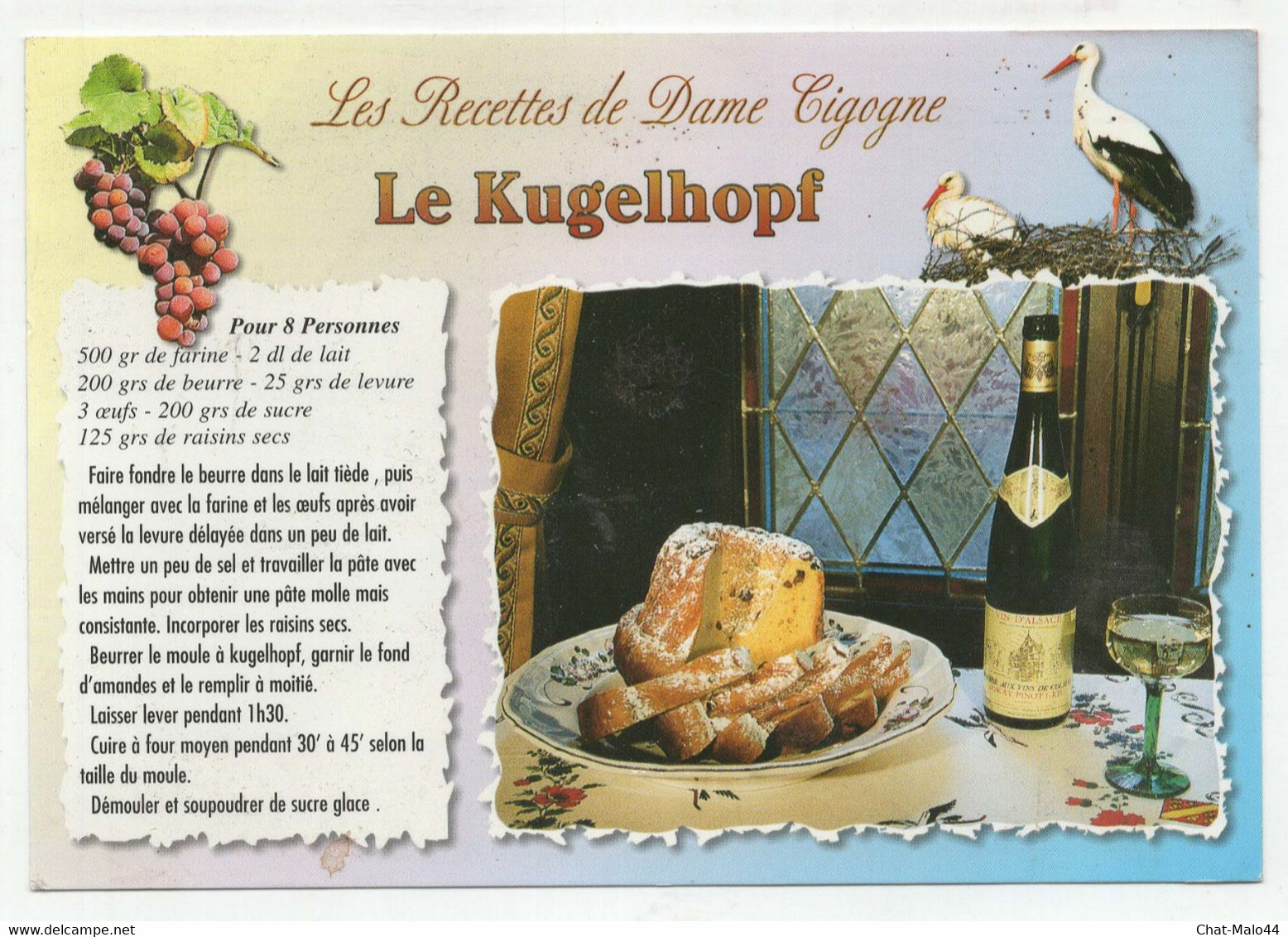 Les Recettes De Dame Cigogne - Le Kugelhopf. CPM Couleurs, Editions As De Coeur - Recettes (cuisine)