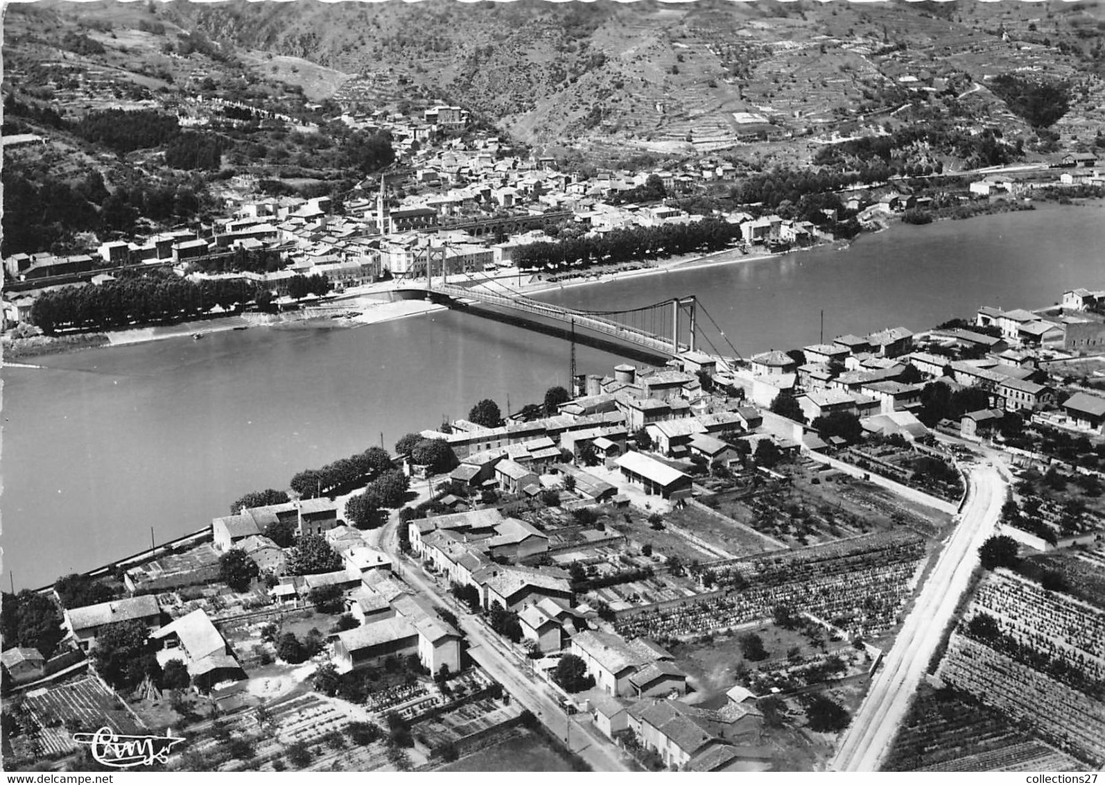 07-SERRIERES-SABLONS- VUE AÉRIENNE SUR LE VALLÉE DU RHONE ET LE PONT - Serrières