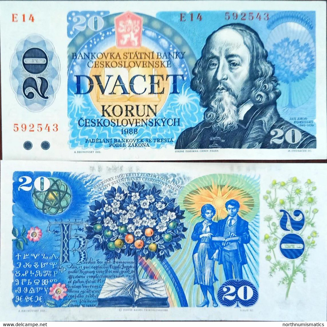 Czechoslovakia 20 Korun  1988 Unc - Checoslovaquia