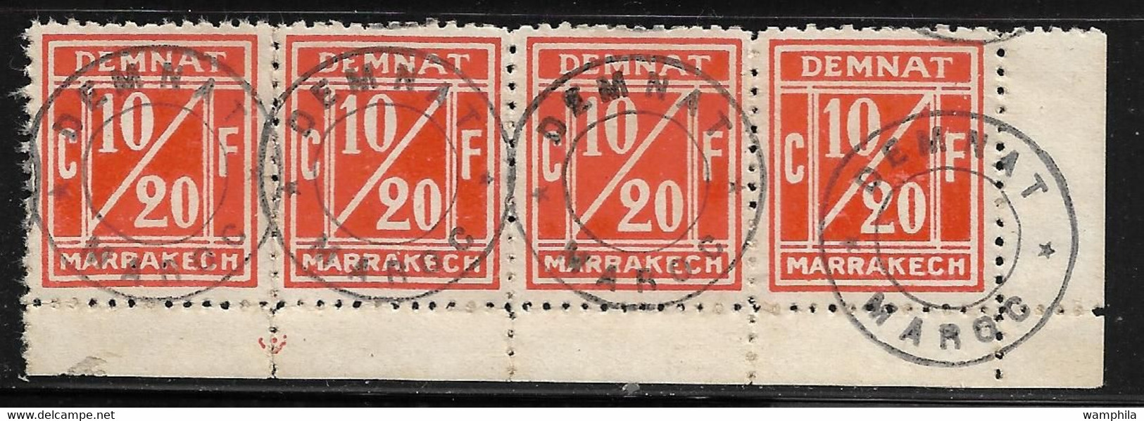 Maroc Poste Locale De Demnat à Marrakech Une Bande  De 4 Timbres. Cote 40€ - Sellos Locales