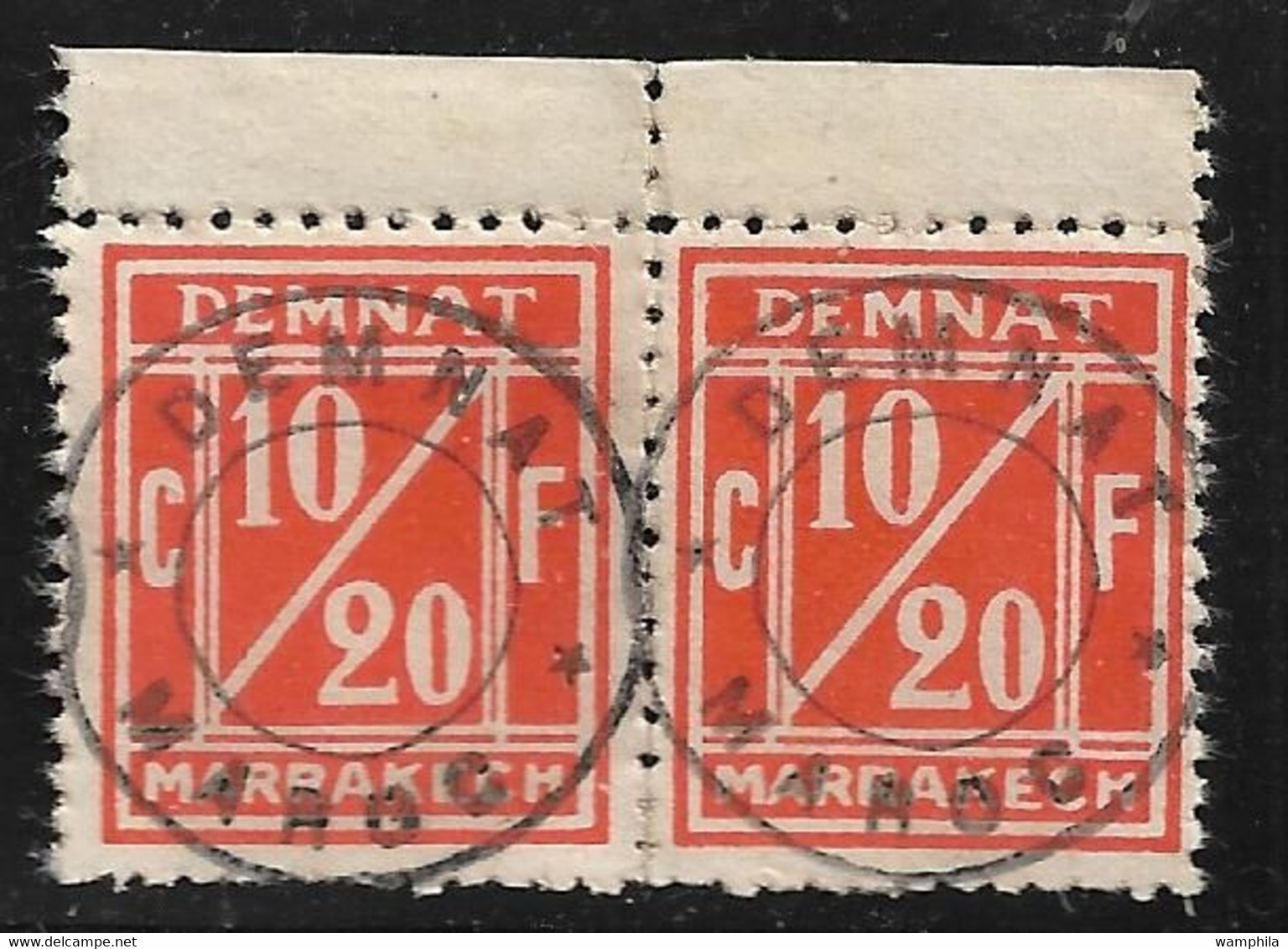 Maroc Poste Locale De Demnat à Marrakech Une Bande  De 2 Timbres. Cote 20€ - Sellos Locales