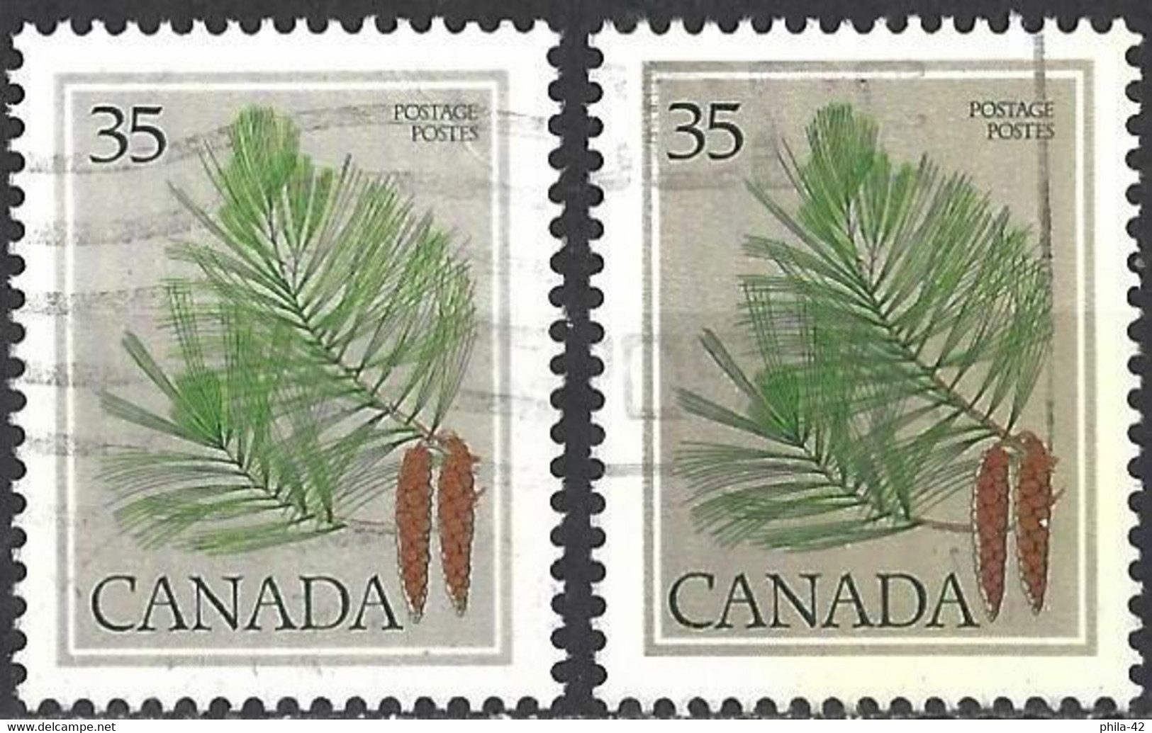 Canada 1979 - Mi 719 - YT 698 ( Eastern White Pine ) Two Shades Of Color - Variétés Et Curiosités
