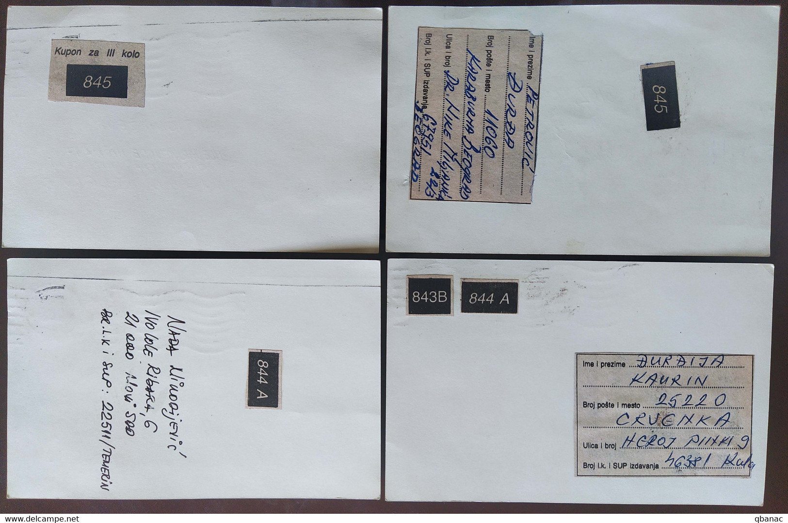 Yugoslavia 4 Travelled Postal Cards - Lettres & Documents