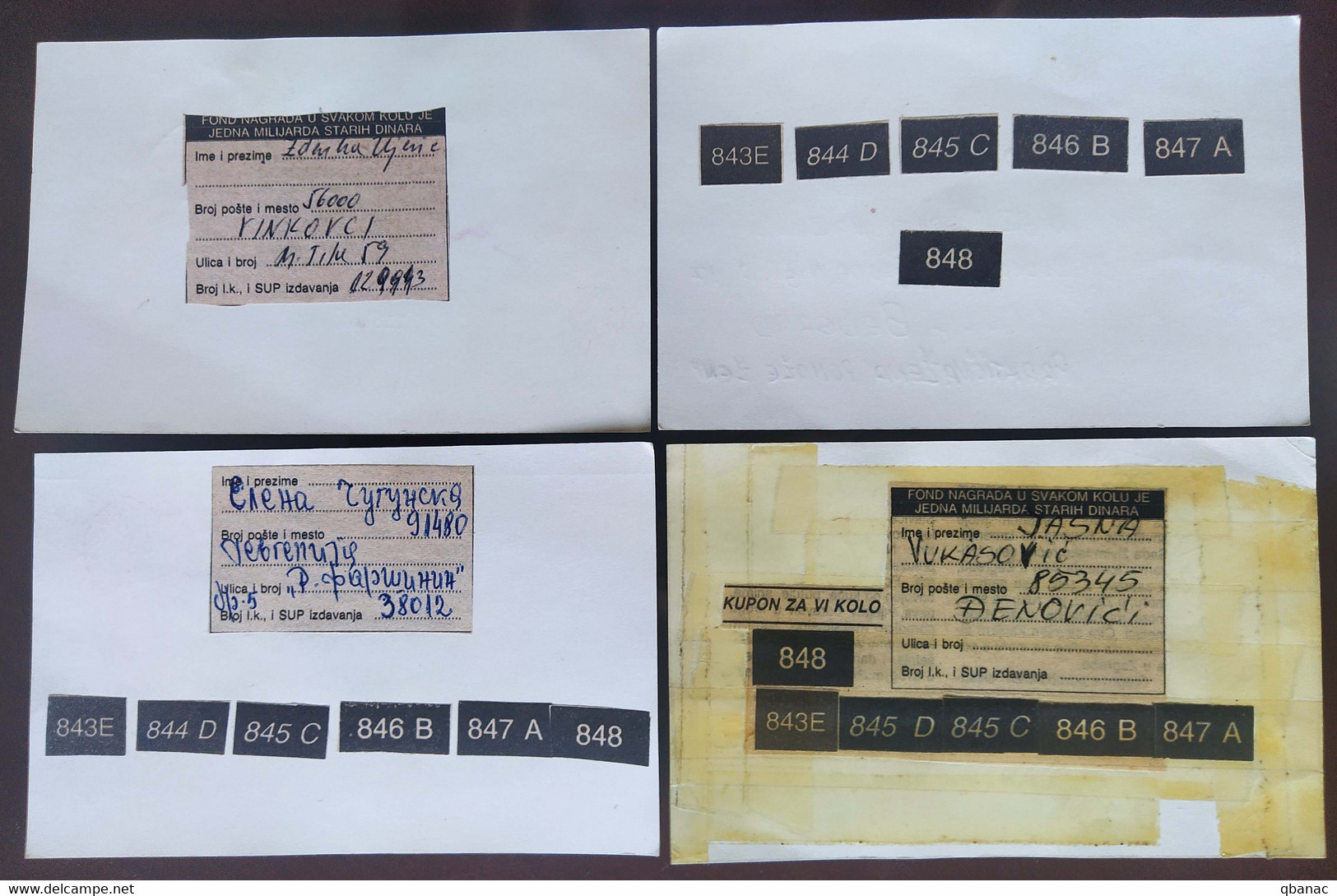 Yugoslavia 4 Travelled Postal Cards - Covers & Documents