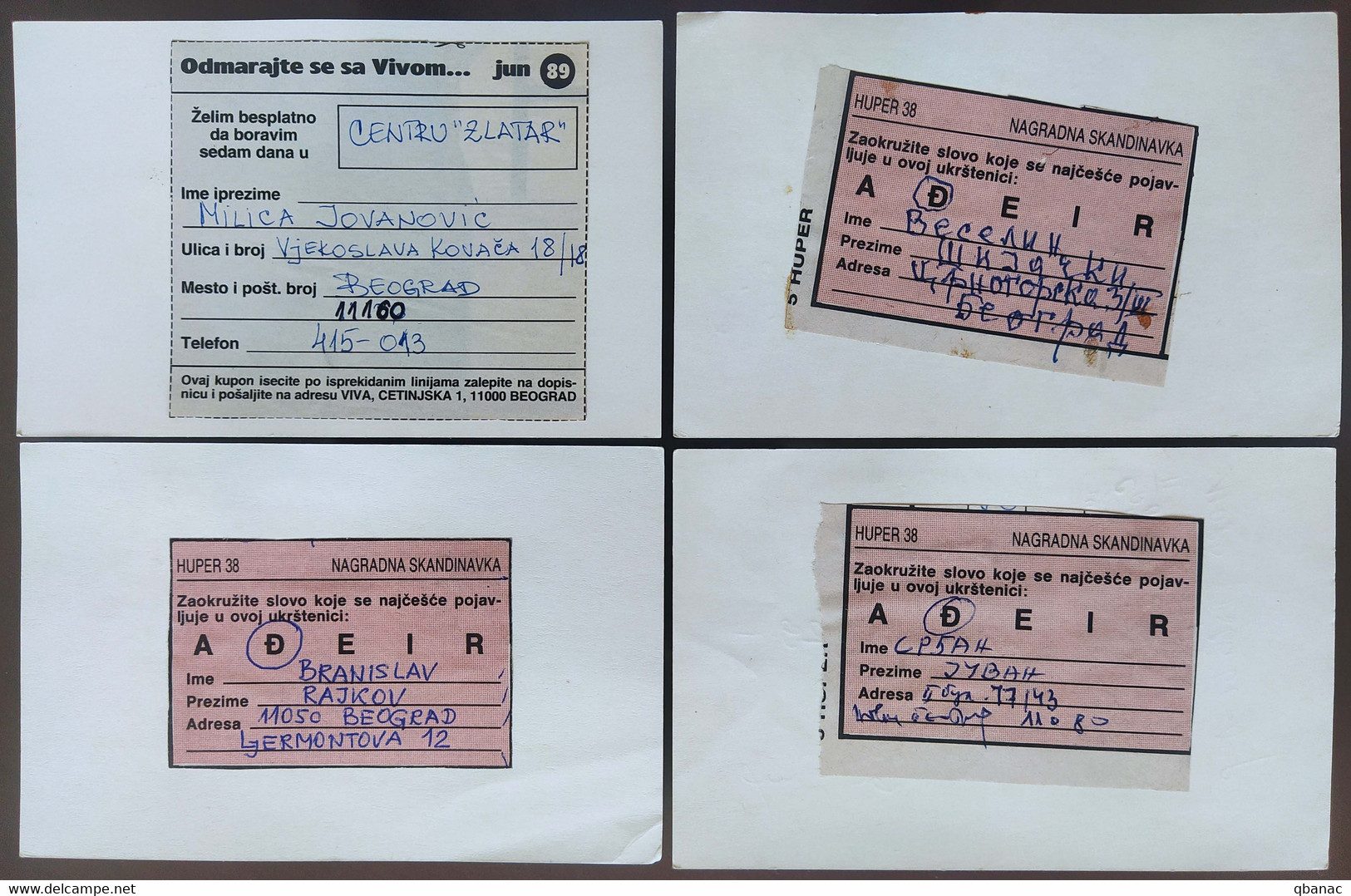 Yugoslavia 4 Travelled Postal Cards - Covers & Documents