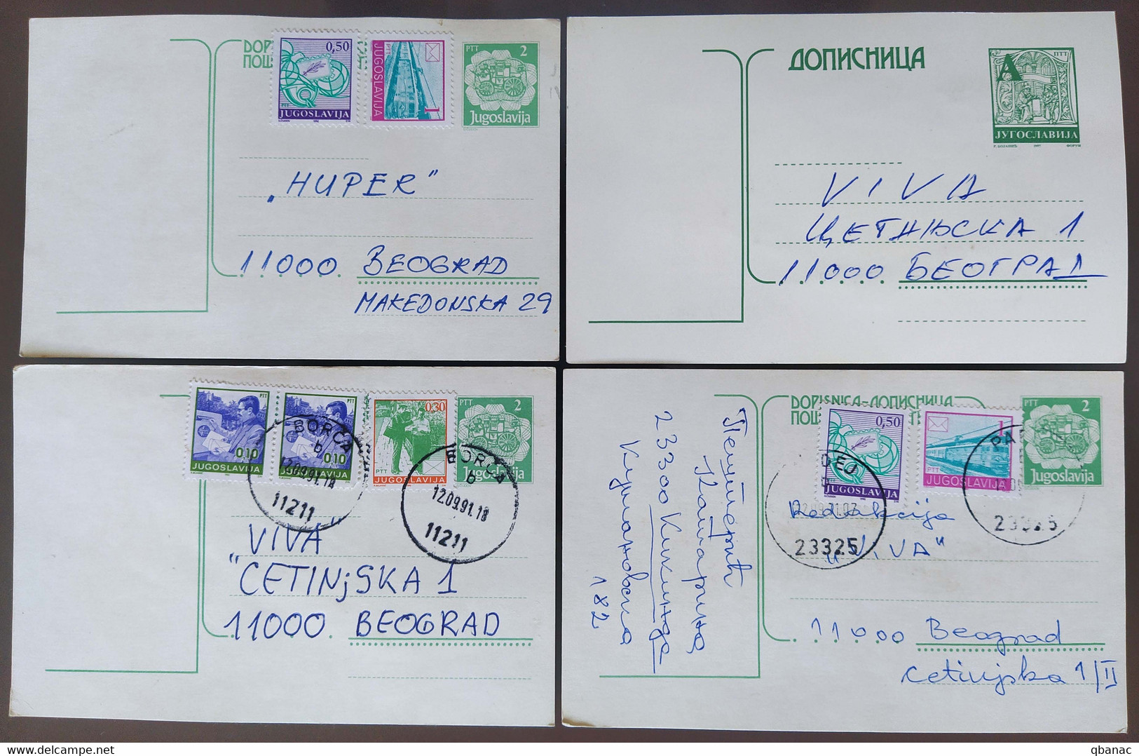 Yugoslavia 4 Travelled Postal Cards - Covers & Documents