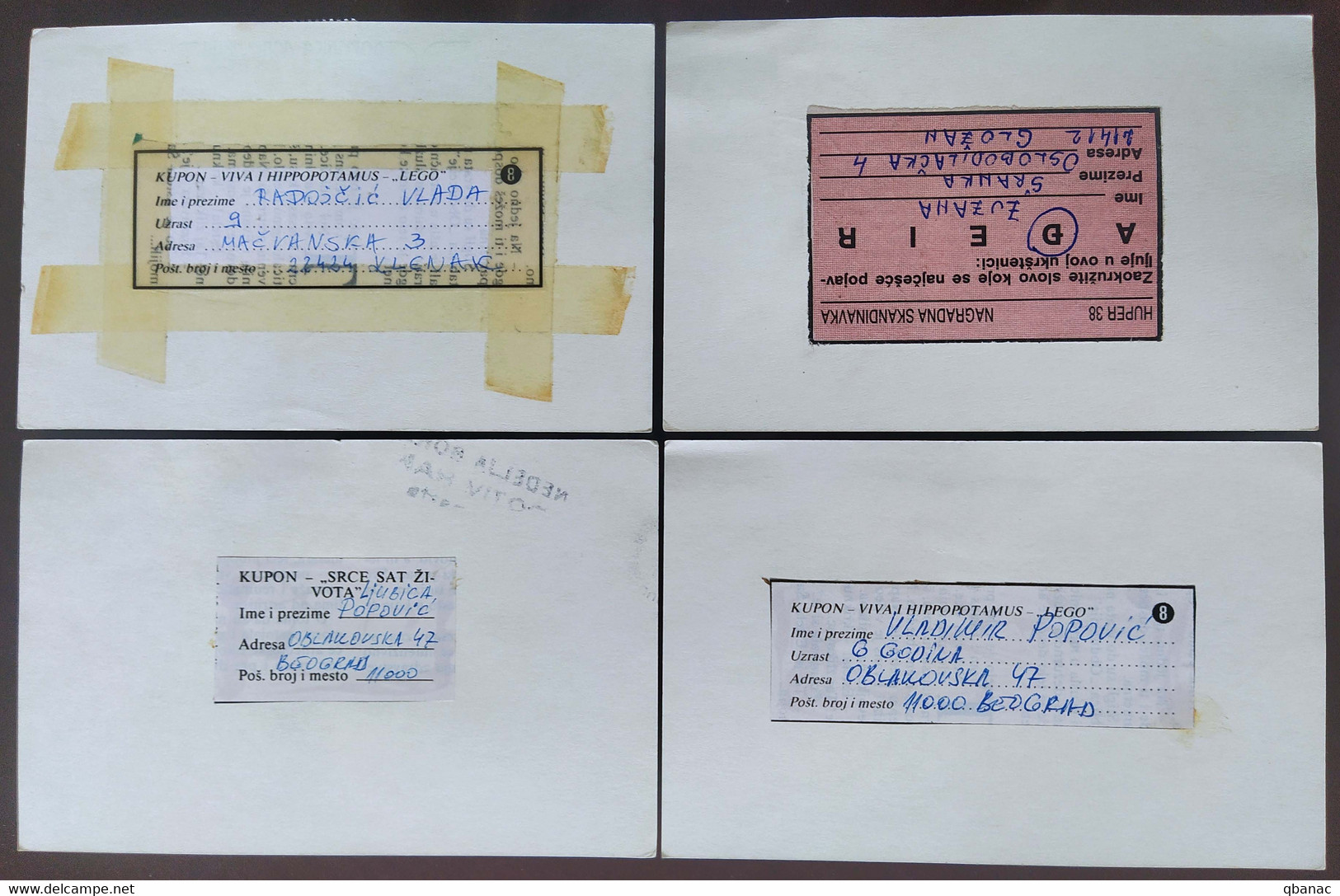 Yugoslavia 4 Travelled Postal Cards - Covers & Documents
