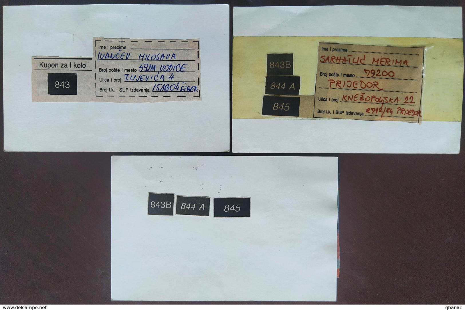 Yugoslavia 3 Travelled Postal Cards - Covers & Documents