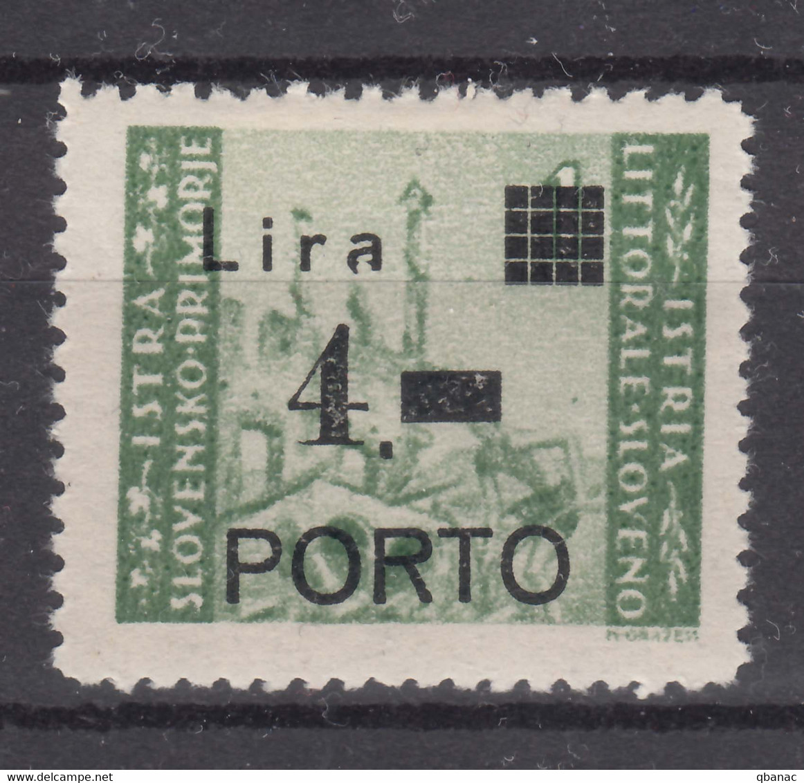 Istria Litorale Yugoslavia Occupation, Porto 1946 Sassone#10 Error - Broken "a" Mint Hinged - Occ. Yougoslave: Istria