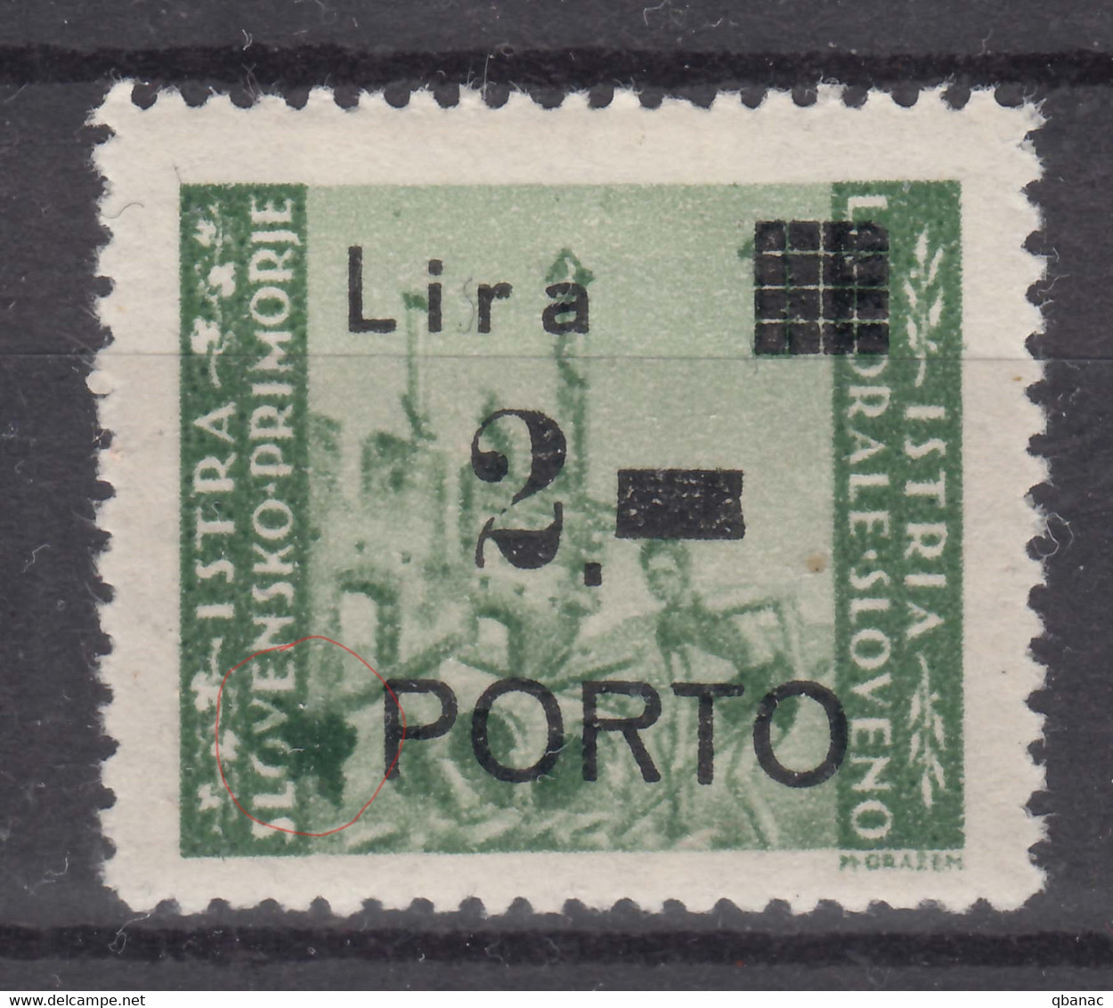 Istria Litorale Yugoslavia Occupation, Porto 1946 Sassone#9 Print Error, Mint Hinged - Occ. Yougoslave: Istria