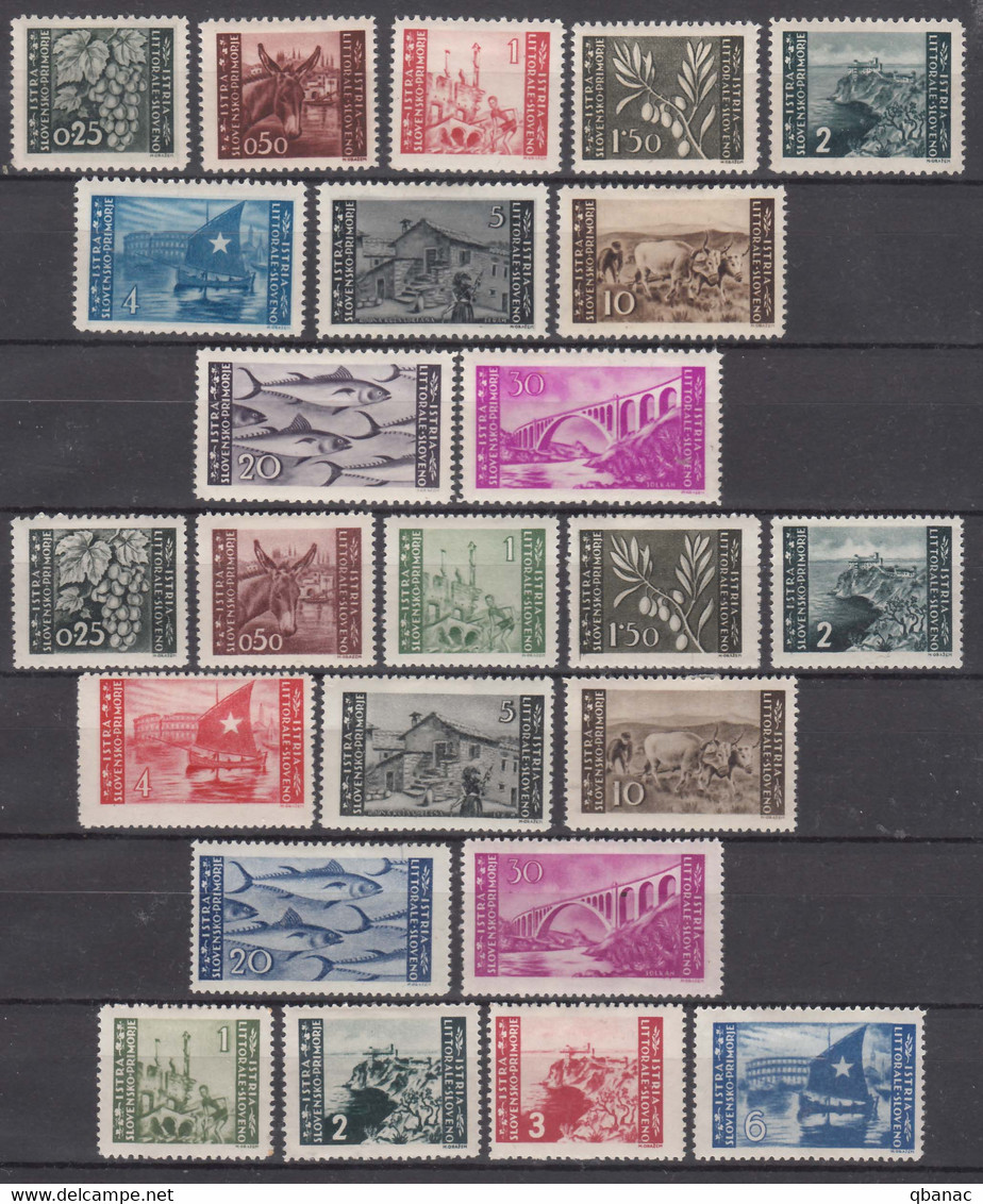 Istria Litorale Yugoslavia Occupation, 1945/1946 Complete Pictorial Issue Sassone#41-50, #51-60 And #63-66 Mint Hinged - Jugoslawische Bes.: Istrien