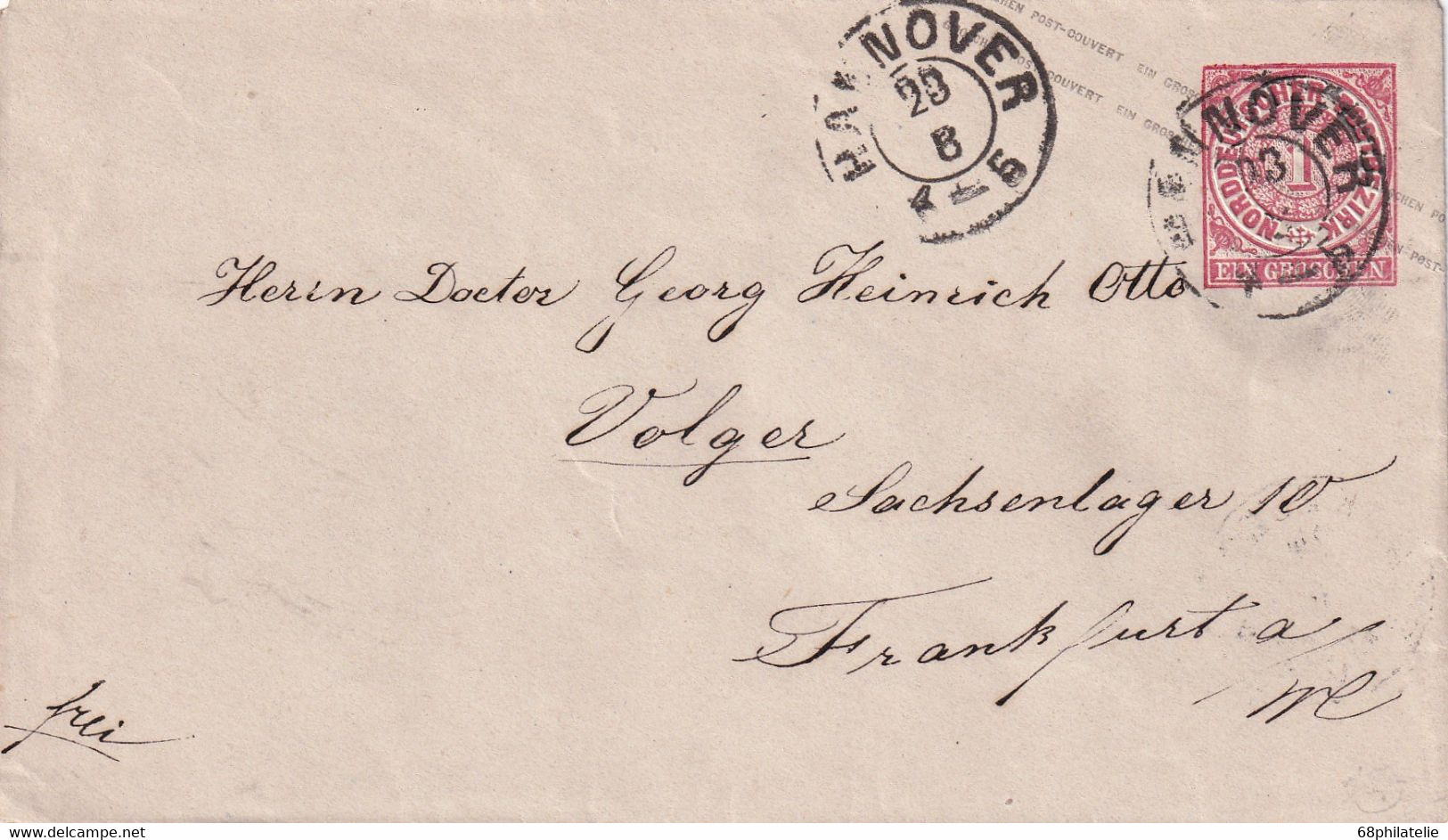 NORDDEUTSCHER BUND       ENTIER POSTAL/GANZSACHE/POSTAL STATIONERY LETTRE DE HANNOVER - Postwaardestukken