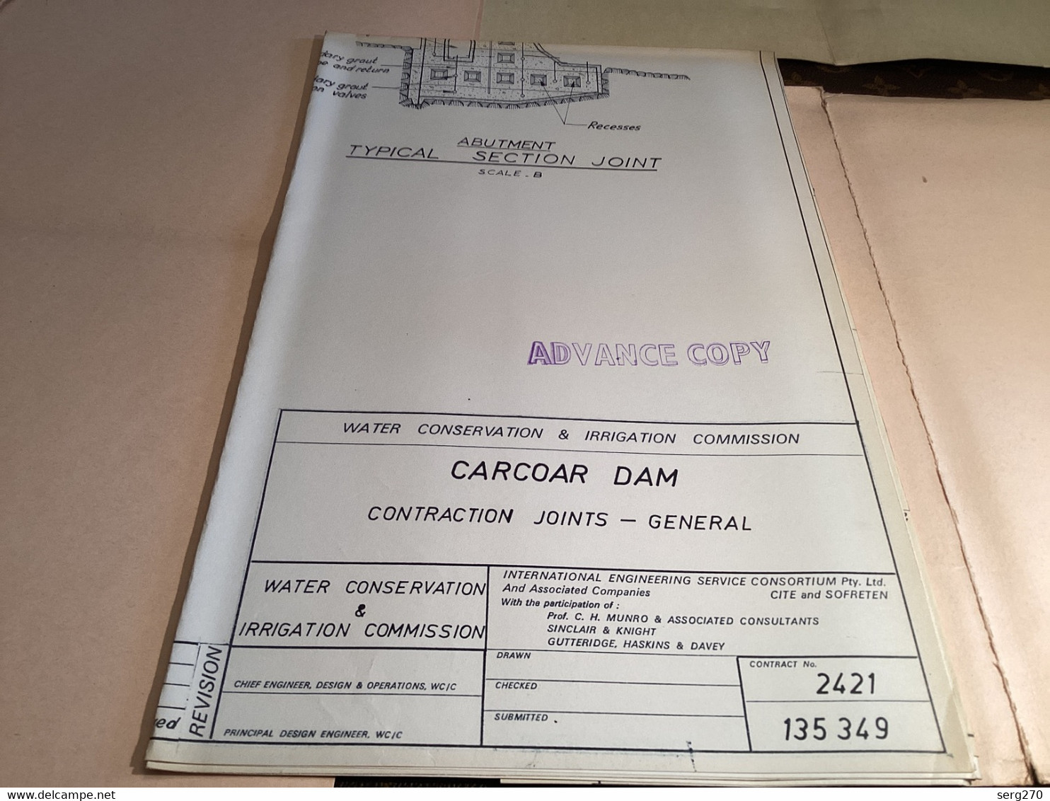 Australie Barrage De Carcoar  Dam Site 1969 Construction Du Barrage  International Engineering Service Consortium - Travaux Publics