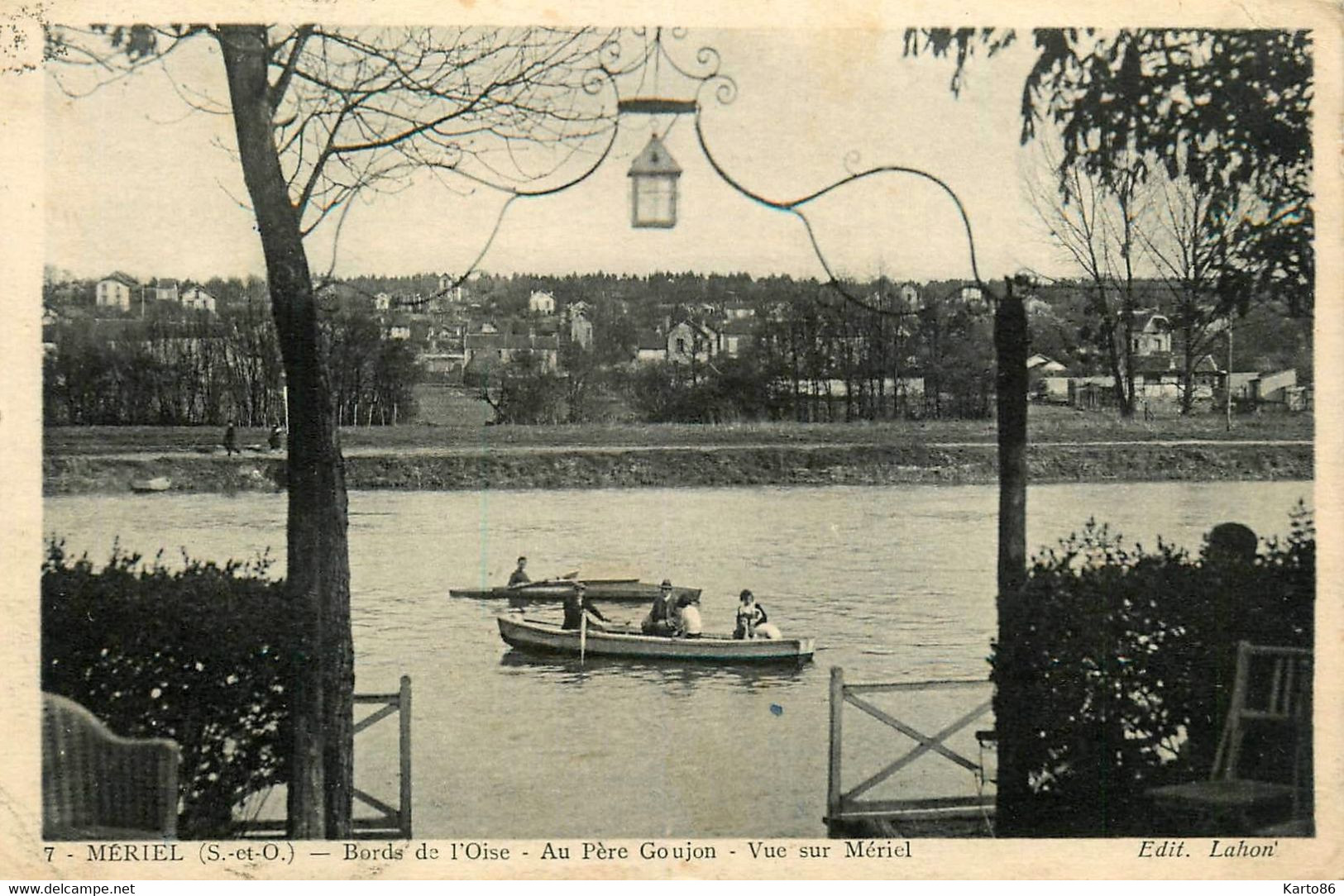 Mériel * Bords De L'oise " Au Père Goujon " , Vue Sur Mériel - Meriel