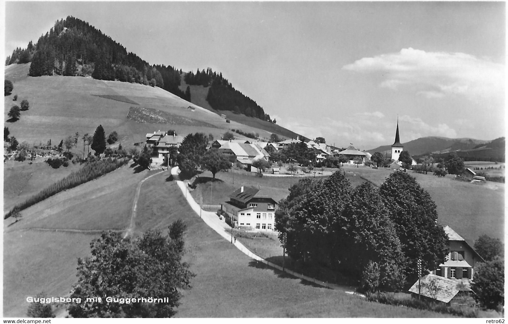 GUGGISBERG → Alte Dorfansicht Mit Guggerhörnli, Fotokarte Ca.1945 - Guggisberg