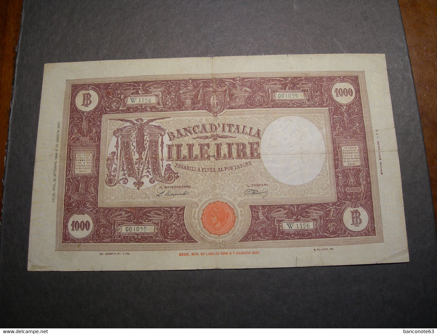 Italia 1000 Lire Decr 12/10/1946 - 1.000 Lire
