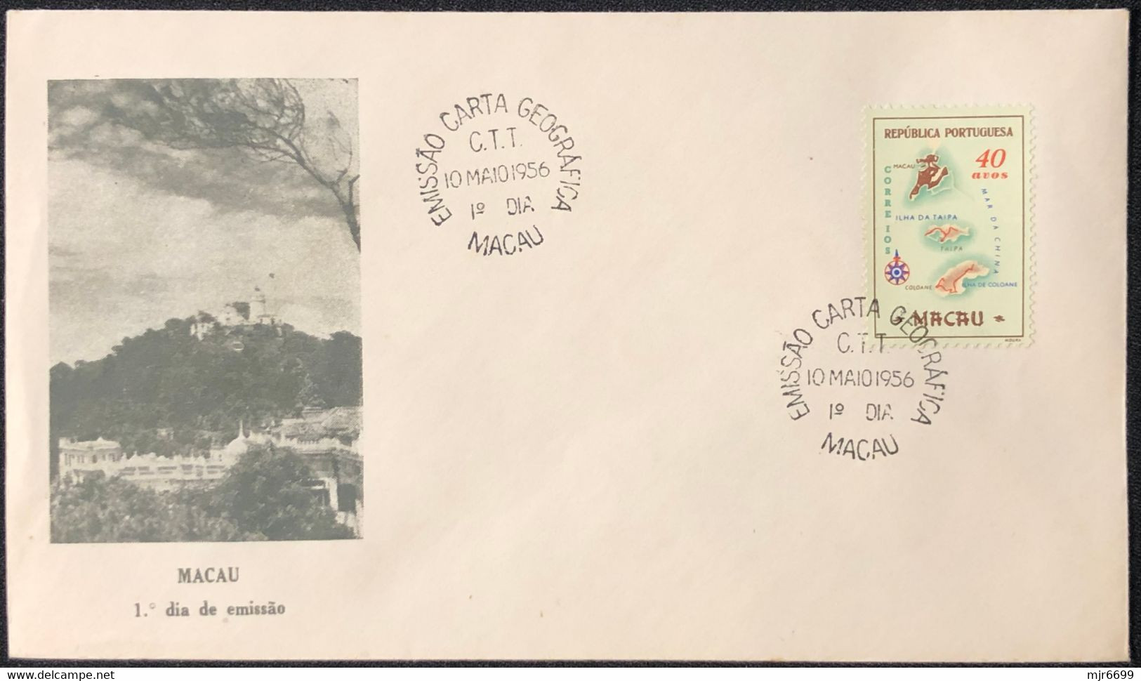 1956 GEOGRAPHIC CHART OF MACAU FDC X 4 COVERS ALL DIFFERENT - CAT. 85 EUROSOR COMPLETE SET. - Lettres & Documents