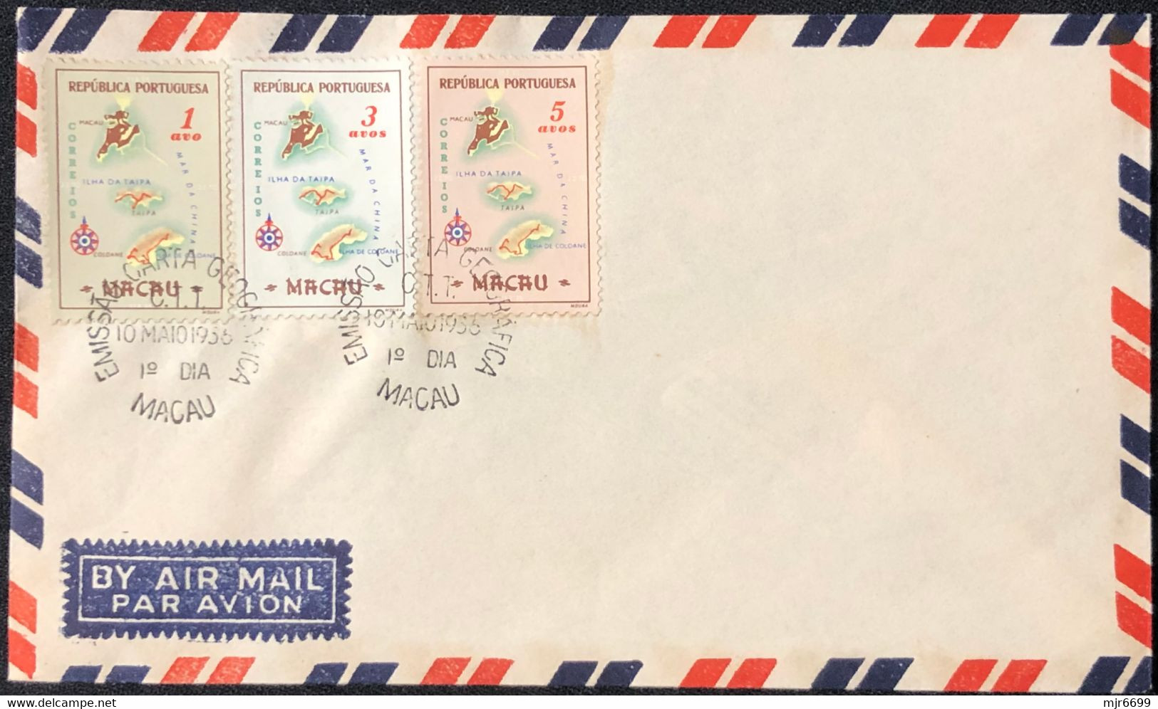 1956 GEOGRAPHIC CHART OF MACAU FDC X 4 COVERS ALL DIFFERENT - CAT. 85 EUROSOR COMPLETE SET. - Storia Postale