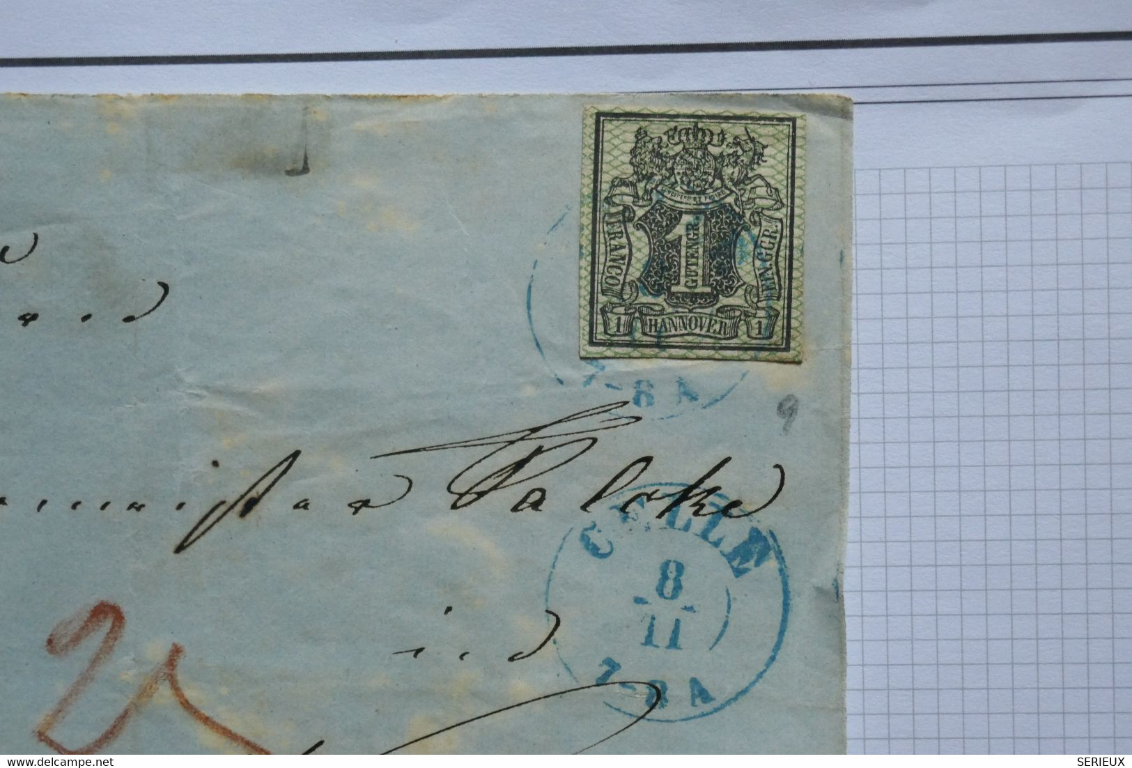 C HANNOVER ALLEMAGNE  BELLE LETTRE  1856 CELLE POUR WITTINGEN EN +1G + + CACHET  BLEU  + + AFFRANCH. PLAISANT - Hanover