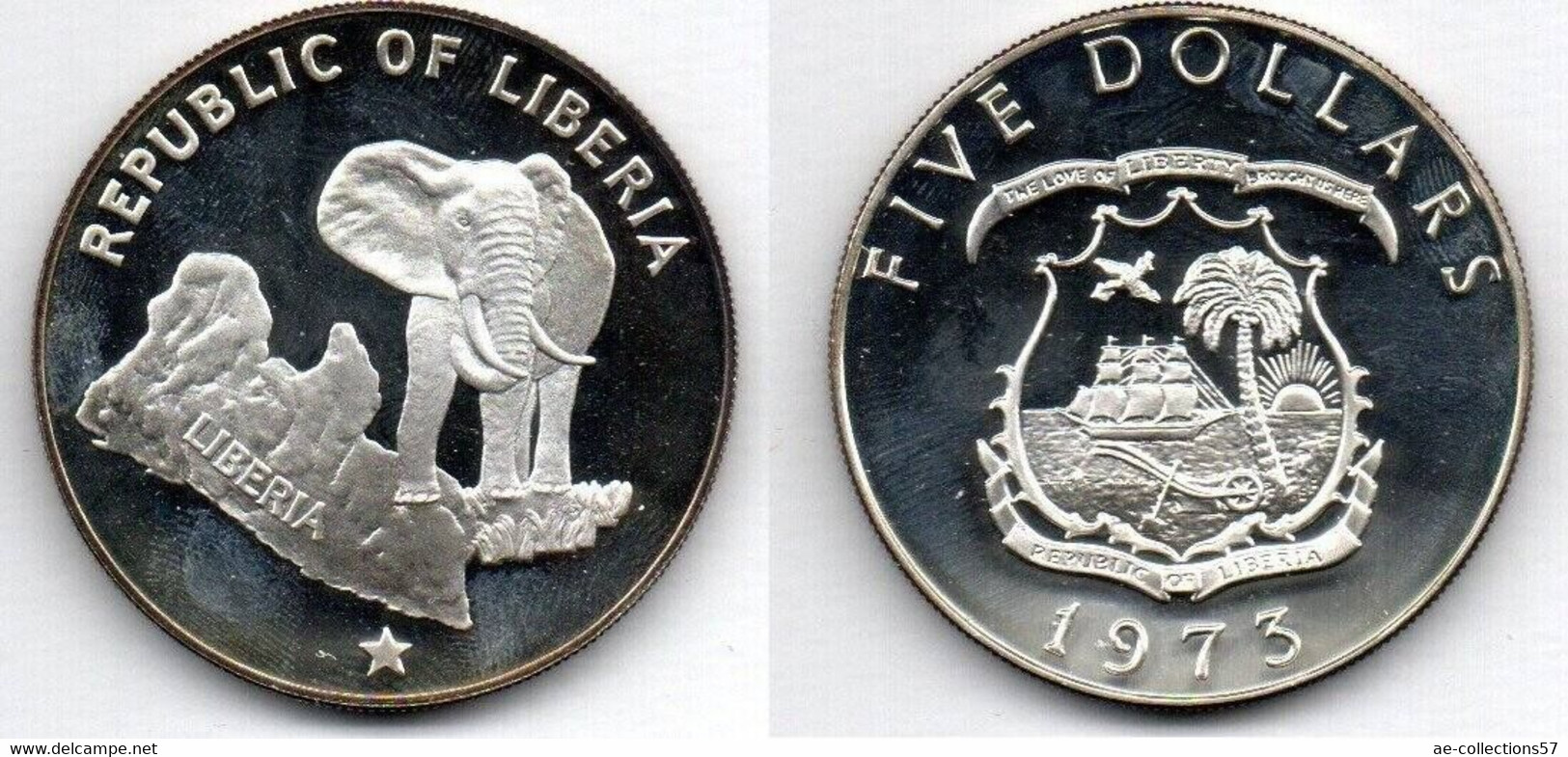 Liberia 5 Dollars 1973 SPL - Liberia