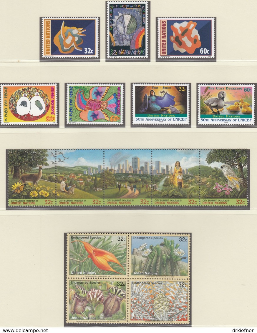 UNO NEW YORK  Jahrgang 1996, Postfrisch **, 704-721, Komplett - Unused Stamps