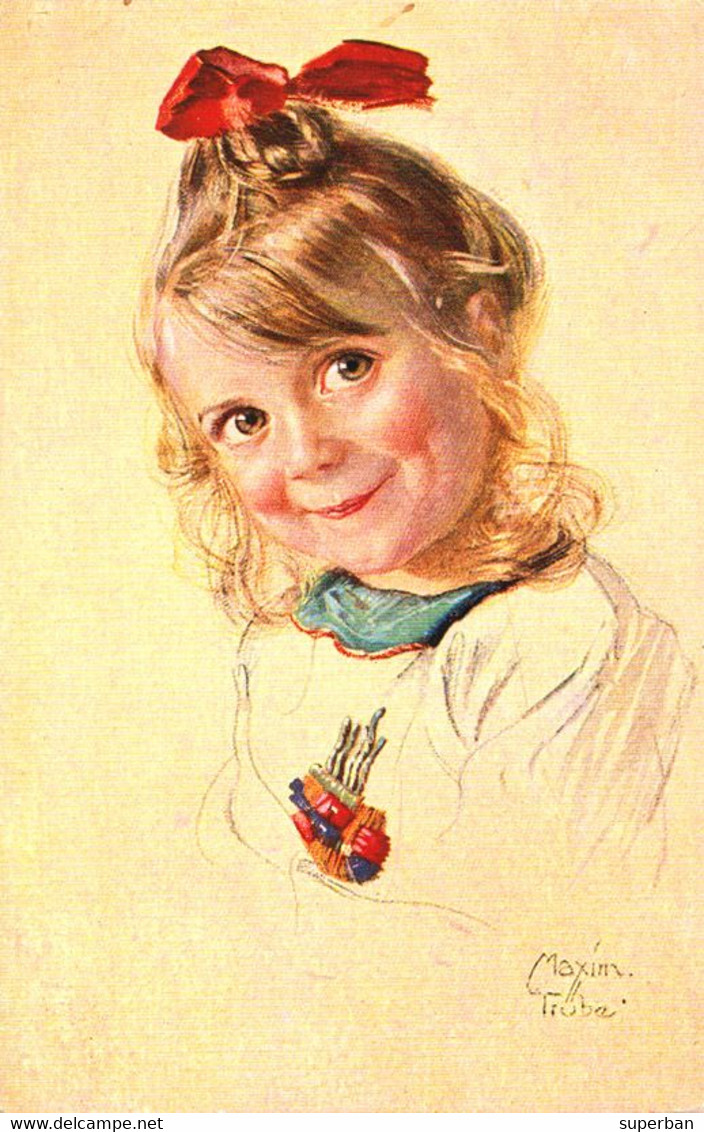 ART DÉCO / JUGENDSTIL - ENFANT / CHILD : 2 CARTES POSTALES / 2 POSTCARDS - SIGNED : MAXIM TRÜBE ~ 1910 - '915 (aj272) - Truebe, Maxim