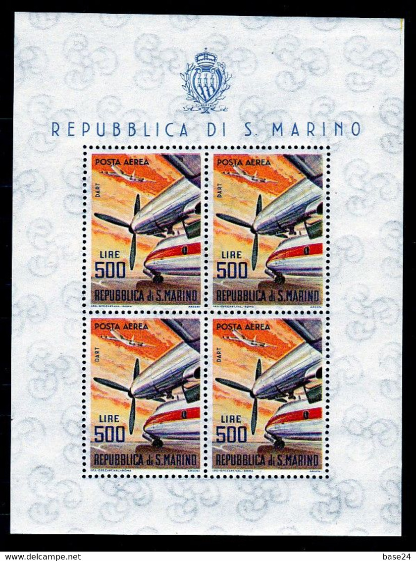 1965 San Marino Saint Marin 500 LIRE AEREO Foglietto MNH** Posta Aerea, Airmail Souv. Sheet - Blocchi & Foglietti