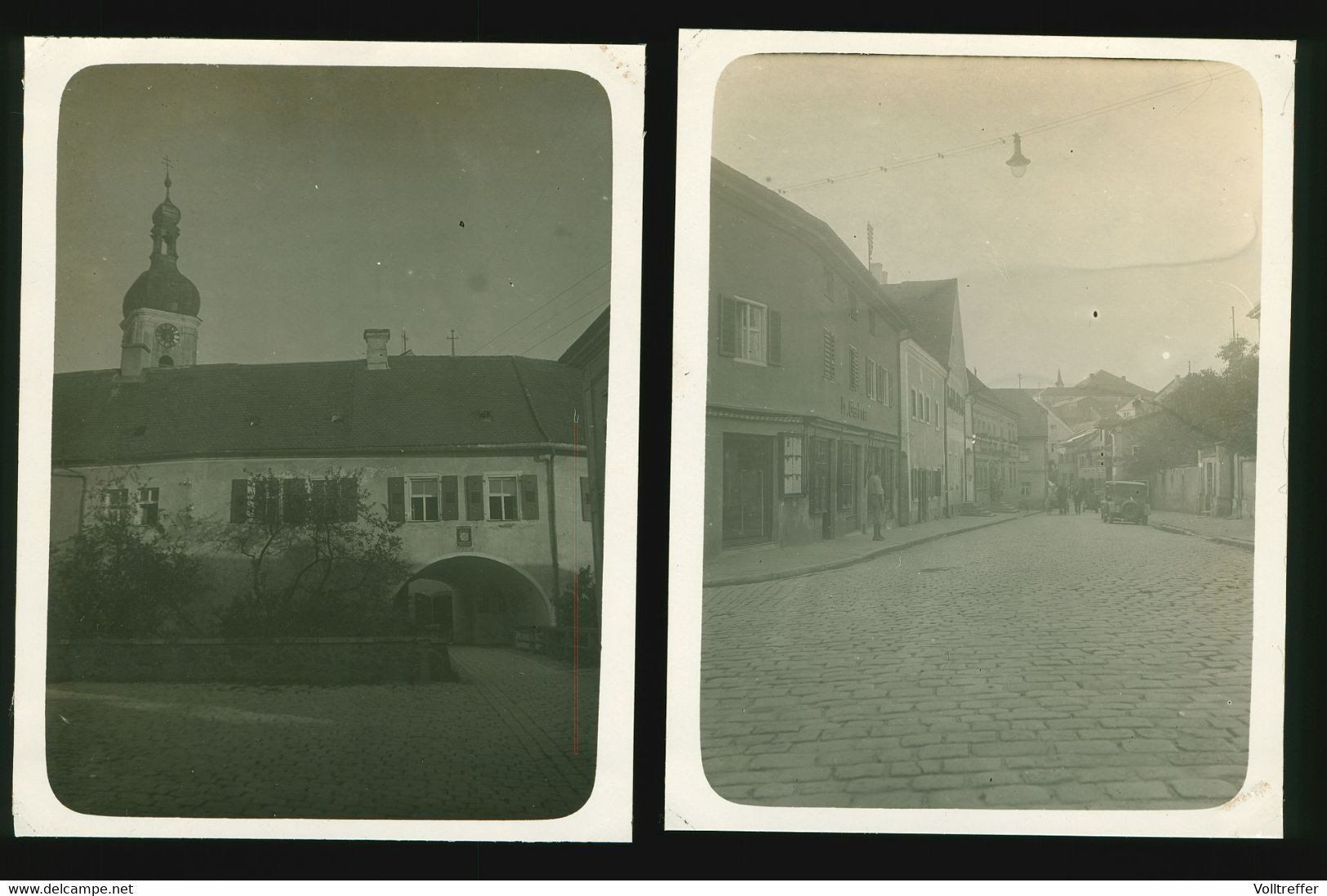 2x Orig. Foto 1930 Ortspartie Und Auto Oldtimer In Bad Kötzting, Landkreis Cham, Bayerischer Wald - Cham