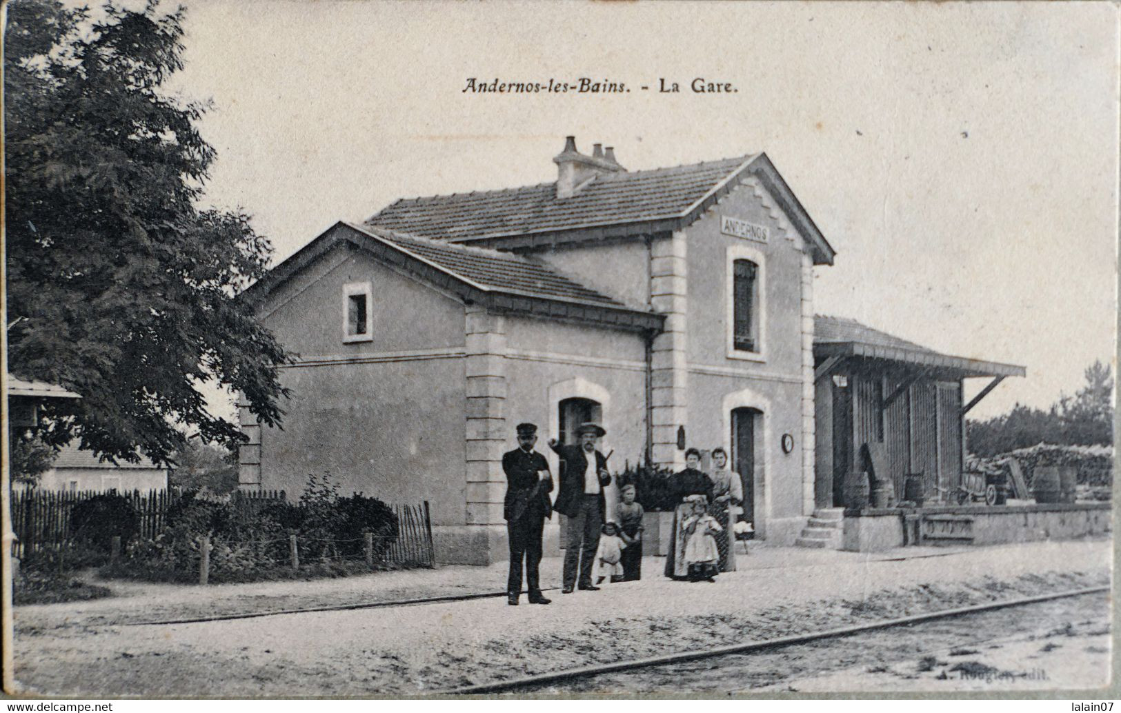 C. P. A. : 33 : ANDERNOS LES BAINS : La Gare , Chef De Gare, Animé, Timbre En 1905 - Andernos-les-Bains