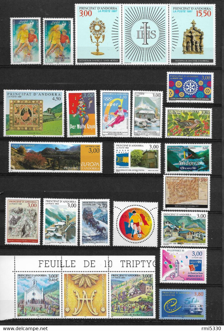 Lot De Timbres Neufs D'Andorre Français En Francs - Collections